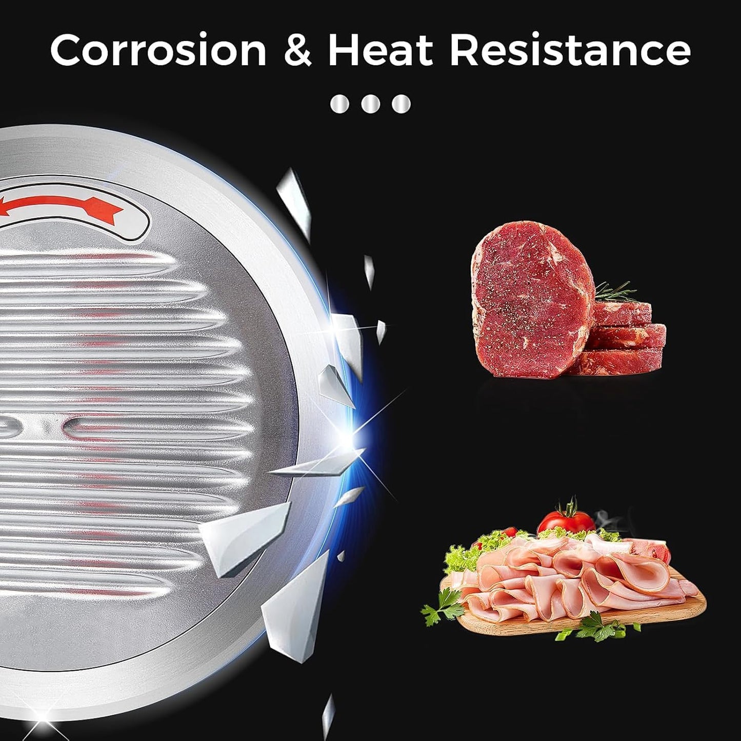 MilleLoom 10-inch Electric Meat Slicer, Commercial & Home Food Slicer with 550W Motor, Adjustable 0-17mm Thickness, Stainless Steel Blade, for Meat, Cheese, Bread