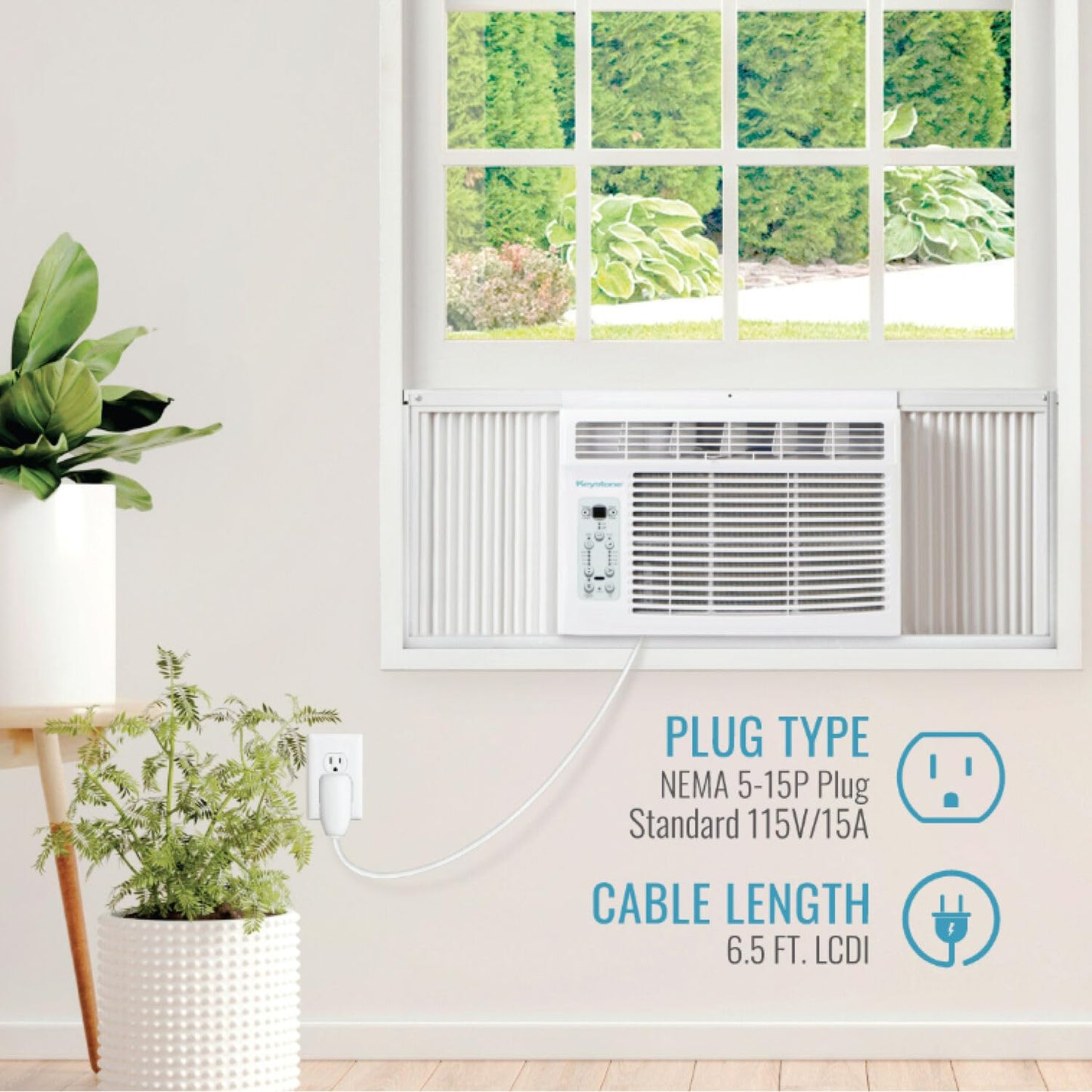 Keystone 5,000 BTU Window Air Conditioner and Dehumidifier, Window AC Units for Apartment, Living Room, Bathroom, and Small Rooms up to 150 Sq. Ft., Quiet Window Air Conditioners with Remote Control