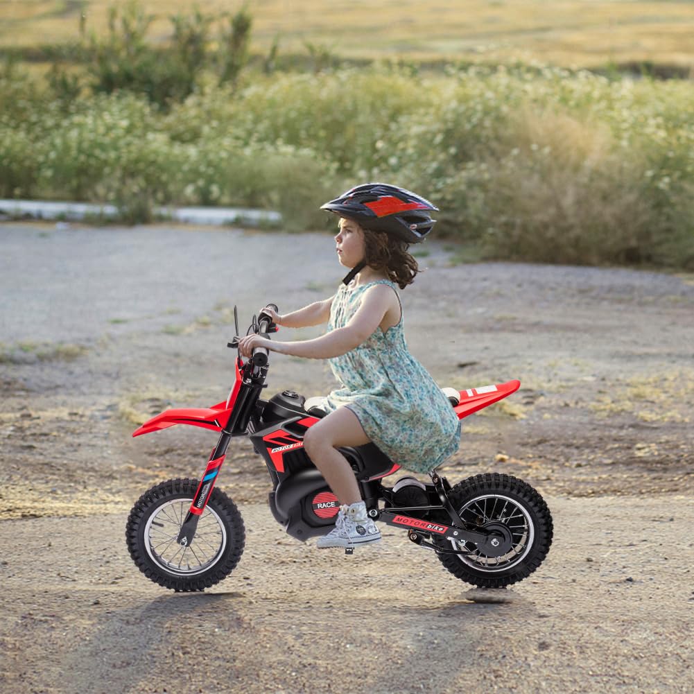 24V Electric Dirt Bike for Kids - 13.6MPH Fast Speed Motorcycle for Kids with 250w Motor and Air-Filled Tires