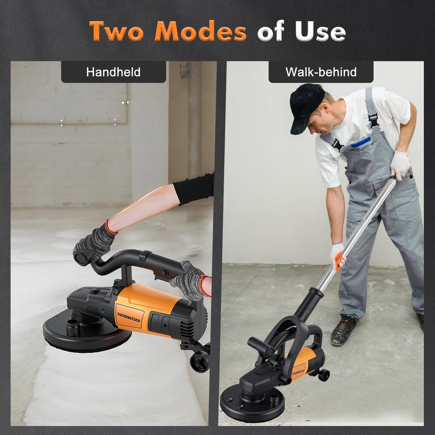 7 inch Concrete Grinder Set 3800W Concrete Surface Planer Concrete Floor Grinder with Dust Extraction Shroud Auxiliary Wheels for Grinding Concrete Cement Marble
