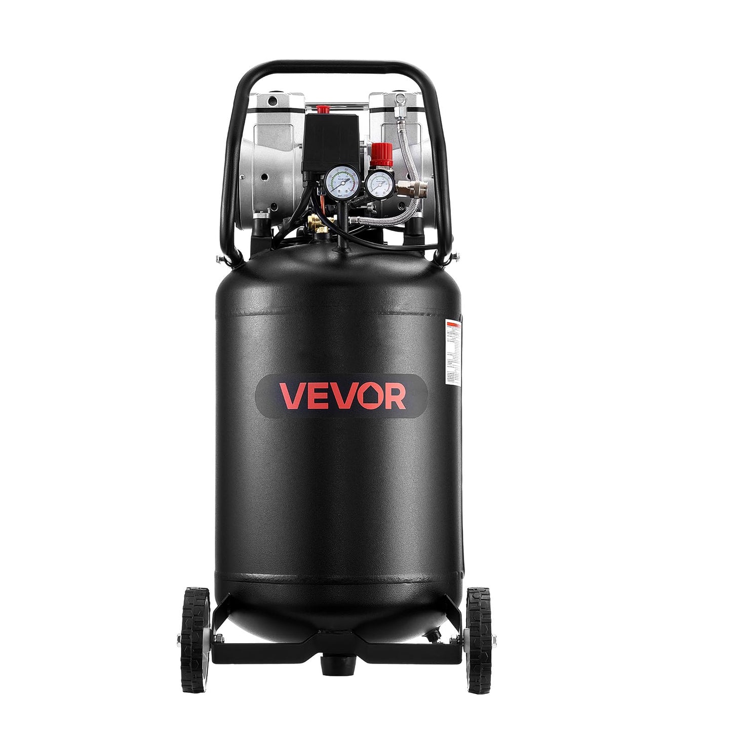 VEVOR 10-Gallon Air Compressor, 2HP 4.8 SCFM at 90PSI, Max 125PSI Pressure Oil-Free Air Compressor Tank, Portable on Wheels for Auto Repair, Tire Inflation, Spray Painting, Woodwork Nailing, 120V