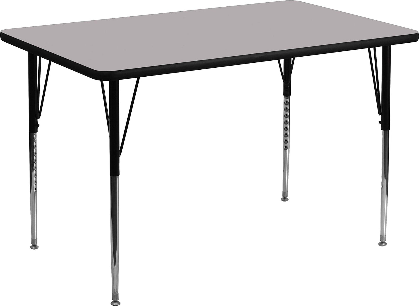 Flash Furniture Wren 30''W x 48''L Rectangular Grey Thermal Laminate Activity Table - Standard Height Adjustable Legs