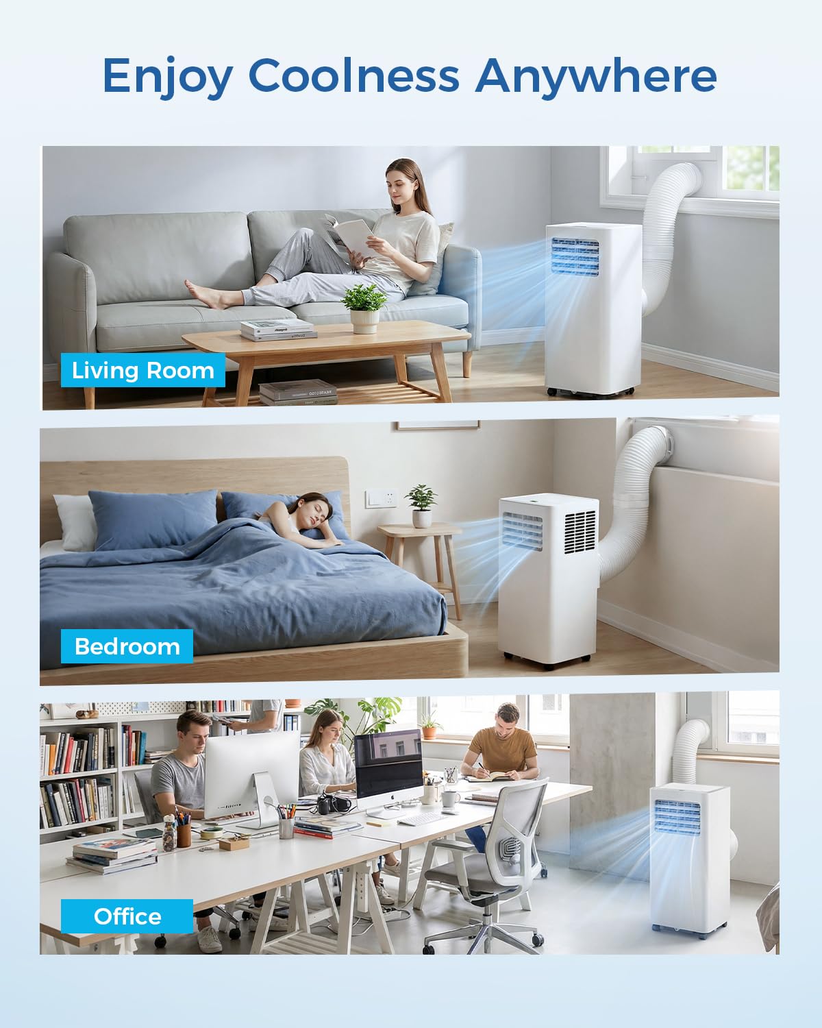 Feelfunn 12,000 BTU Portable Air Conditioners - 3-in-1 Portable AC Unit Cools Up to 600 Sq.Ft., with App/Wifi/Remote Control, Dehumidifier & Fan Modes, Window Mounting Kit, Ideal for Bedroom, Dorms