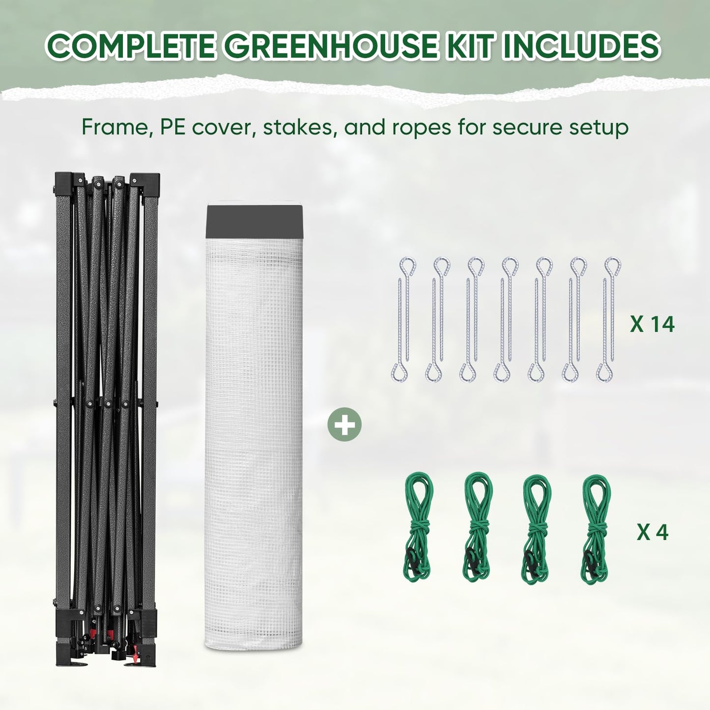 EAGLE PEAK 10x10 Portable Walk in Greenhouse with Polyester Reinforced Corners, Instant Pop up Indoor Outdoor Gardening Green House, Roll Up Zipper Entry Doors and Mesh Windows, Gray/White