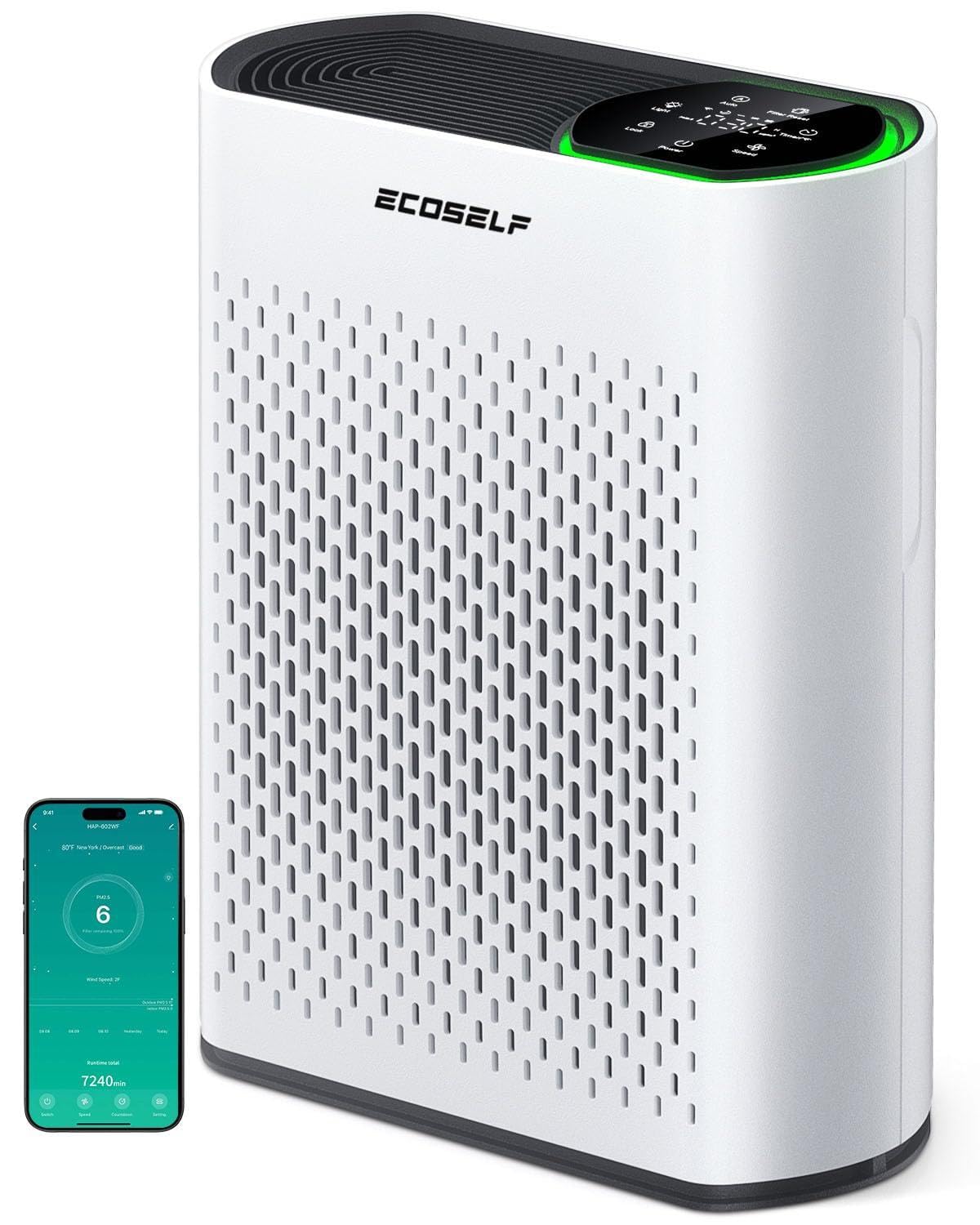 Powerful Air Purifiers for Home Large Room Up to 2400 Ft² with Air Quality Monitor 20dB Sleep Mode, Air Purifier for Bedroom Office Living Room HAP602WF (Brown)