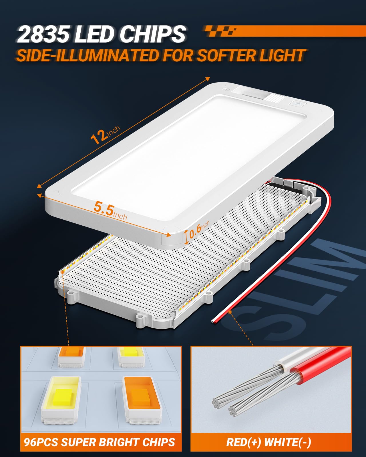 SEALIGHT RV Interior Lights, 3 Color Dimmable LED Fixtures, 1500LM, Warm Cool Natural White, Pack of 4