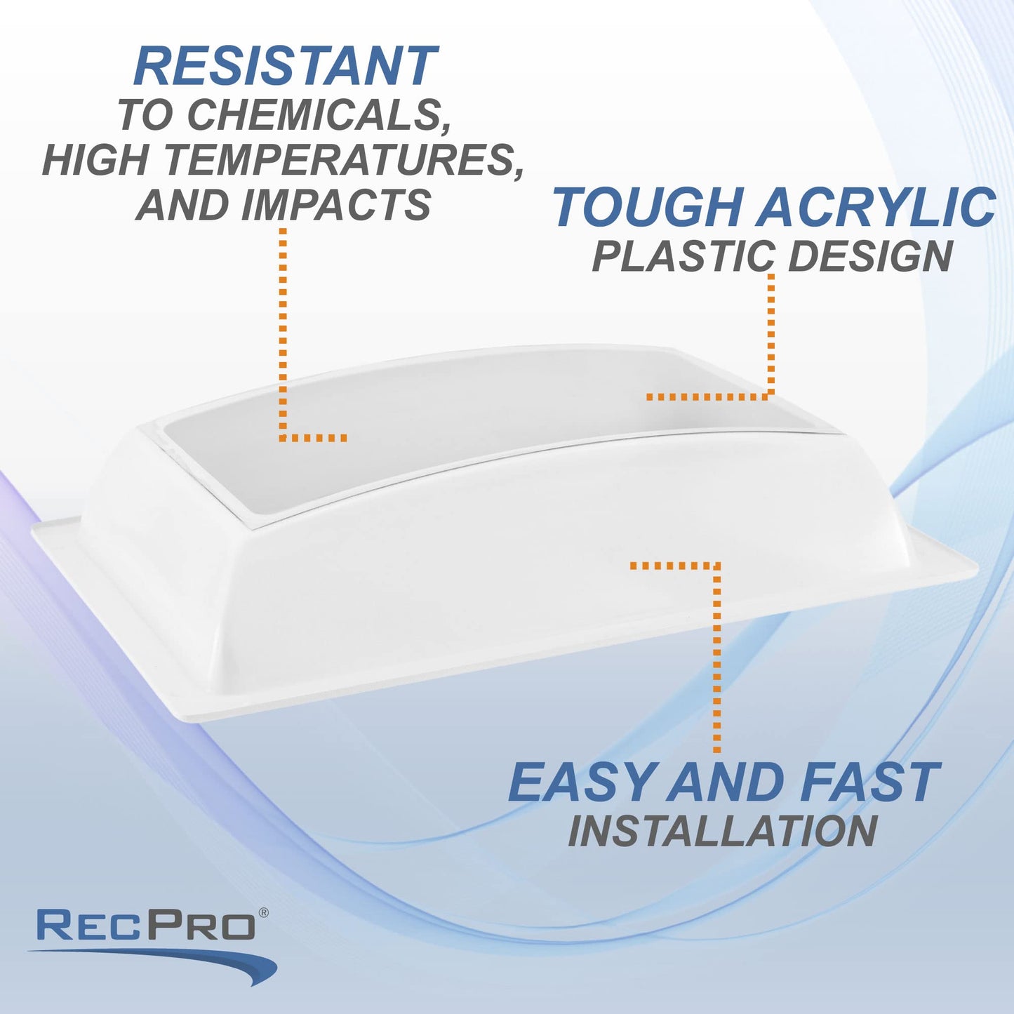RecPro RV Skylight Inner Dome, Clear Window, 14in x 22in, Model RP-5051, White