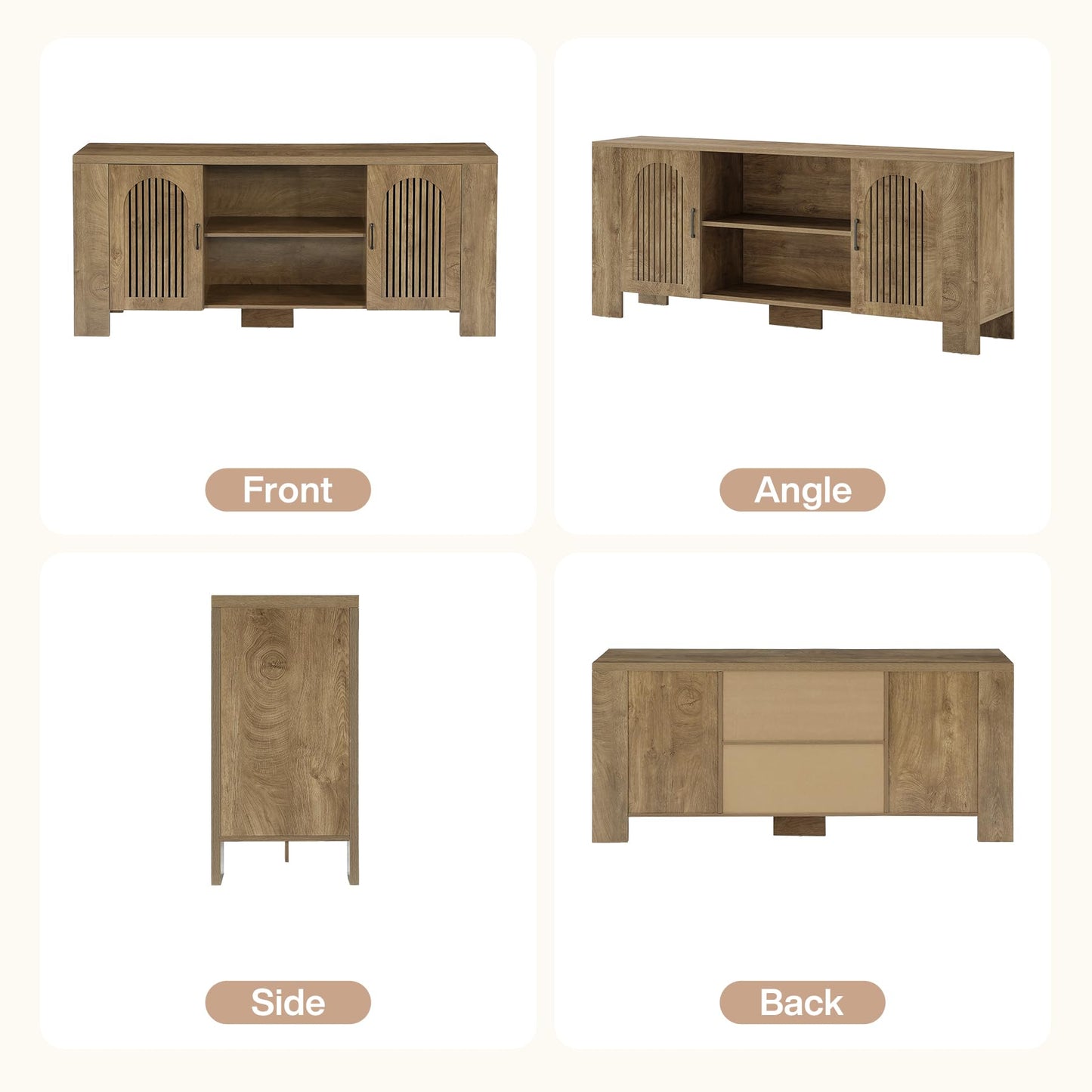 Tribesigns 70.8" Long TV Stand for 65/70/75 Inch TVs, Wood Large Entertainment Center with Storage Cabinets & Shelves, Modern Minimalist TV Console for Living Room, Bedroom, Apartment, Brown