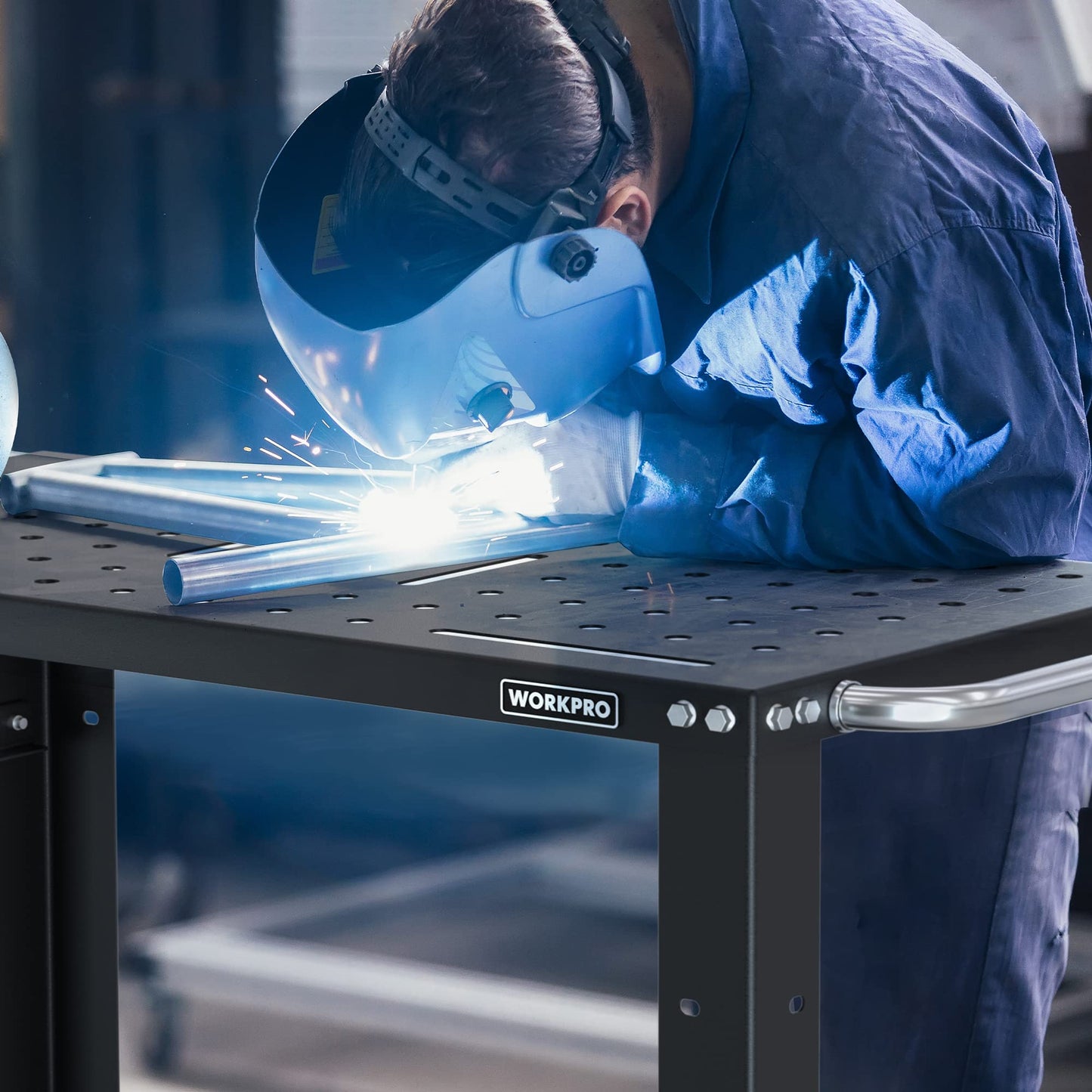 WORKPRO 36×18" Welding Workbench, Nitriding Tabletop, 1200LBS Capacity