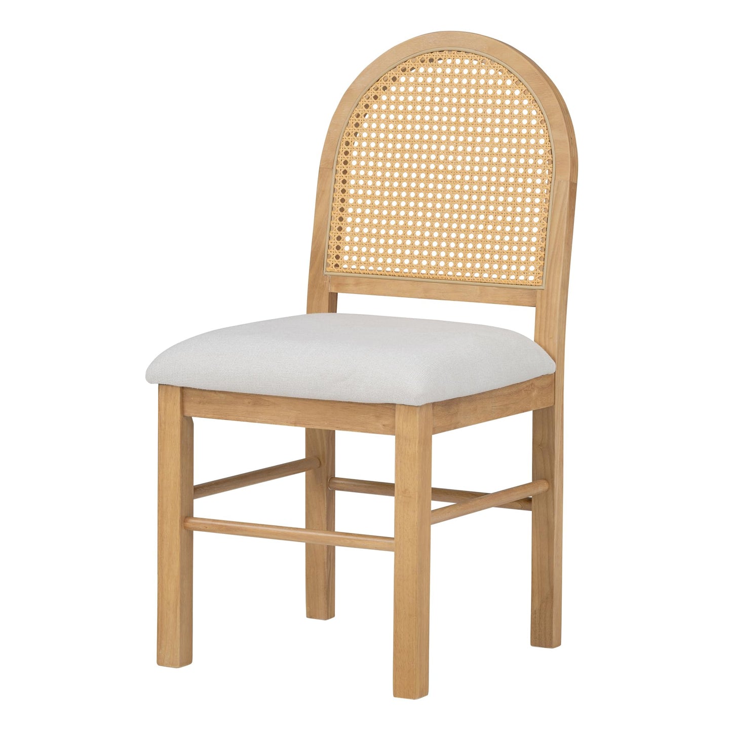 Merax Extendable Round Dining Table Set for 4, Wooden Construction with Upholstered Chairs with Rattan Backrests, Retro Style for Kitchen, Indoor Use, Natural