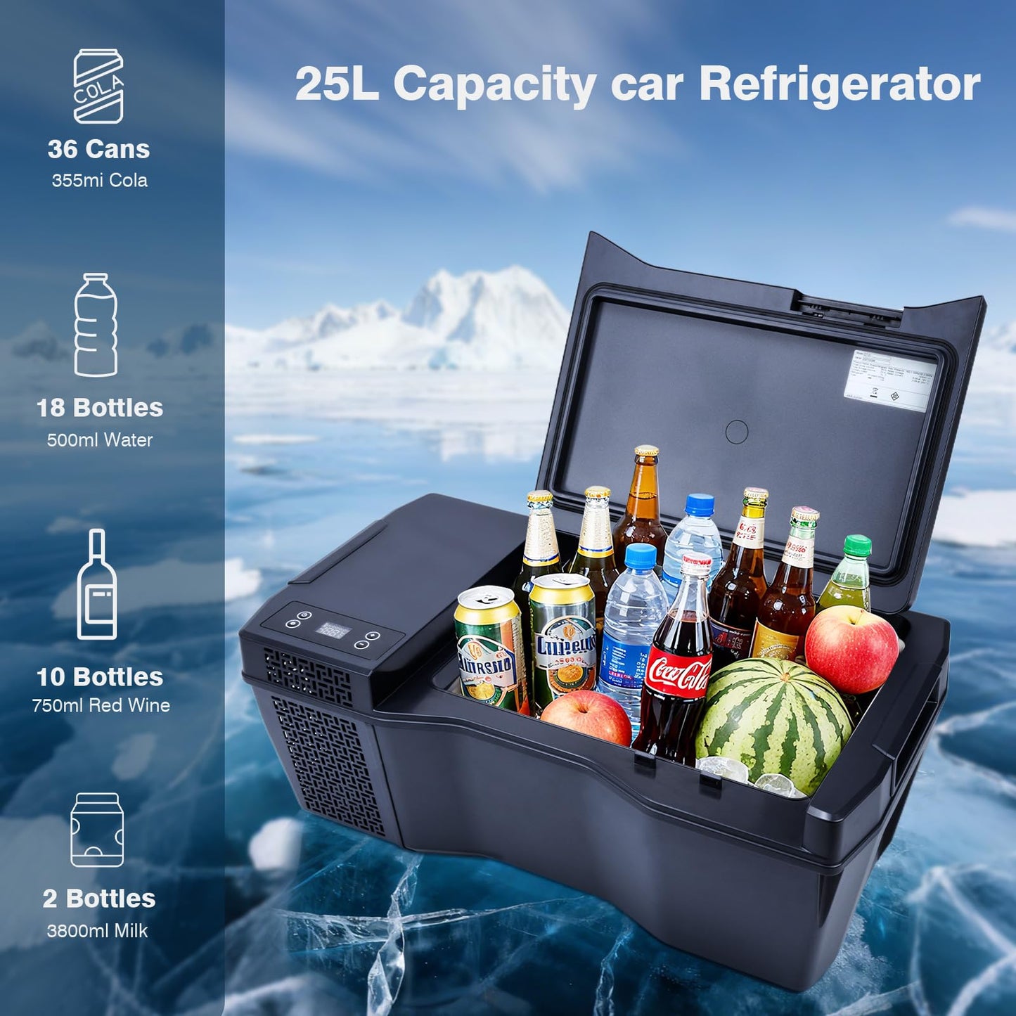 WheelX Built-in Car Refrigerator Compatible with Tesla Cybertruck, 26.4Qt/25L Custom-fit Trunk Freezer, APP Control, 12/24V Low-Noise Compressor Cooler, Hidden Electric Fridge for Camping & Road Trips