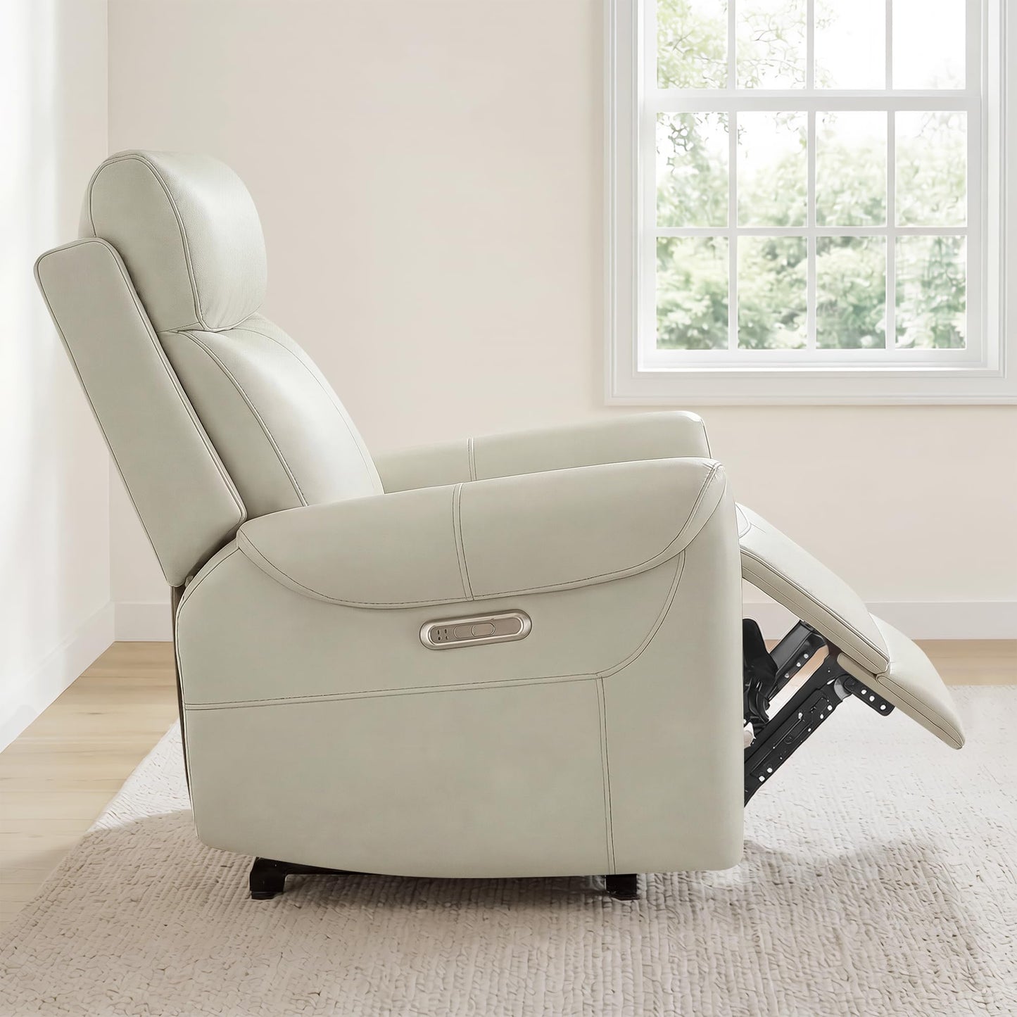 KISLOT Wall Hugger Recliner Chair for Adults, Faux Leather RV Recliner with USB Charging Ports Electric Power Reclining Sofa for Living Room Home Theater Seating Bedroom