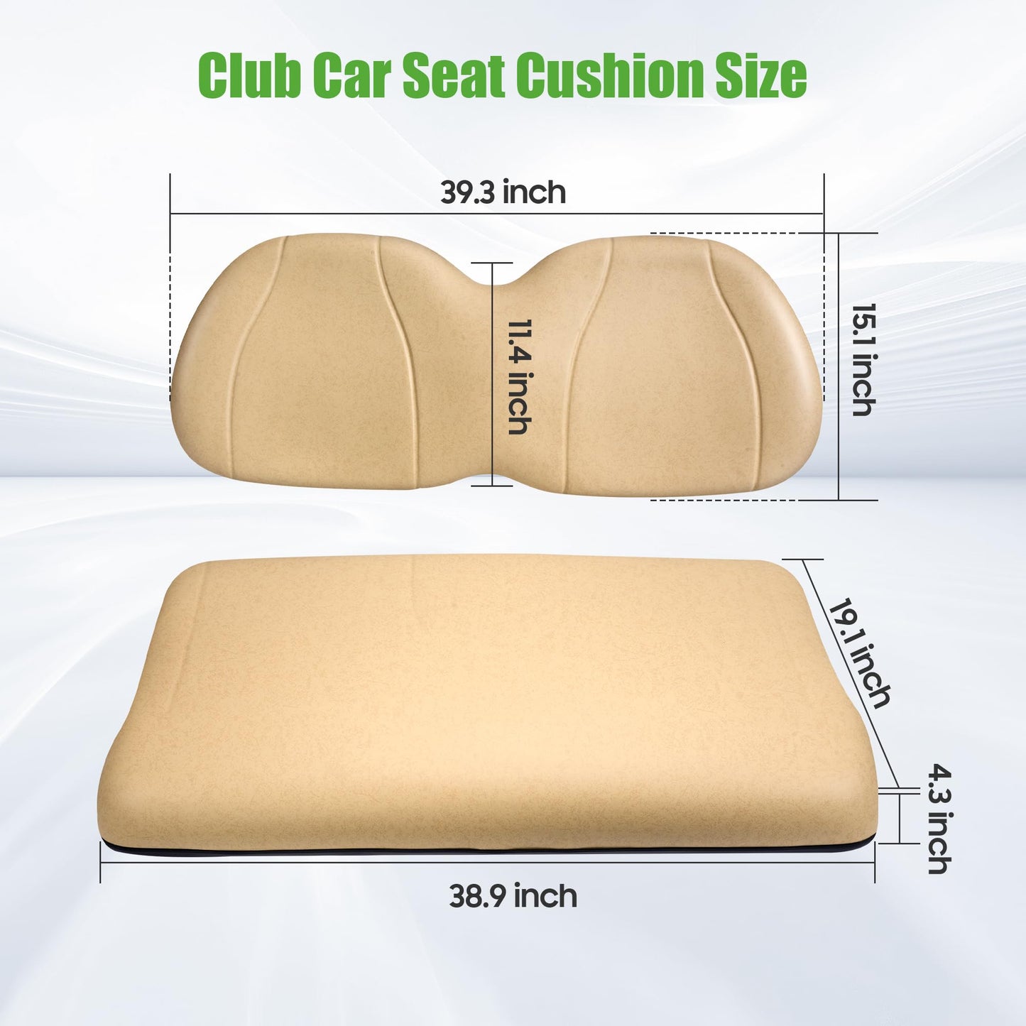10L0L Golf Cart Front Seat Cushion & Backrest Kit for Club Car Precedent 2012-Up - Club Car Replacement Deluxe Bottom & Backrest Kit