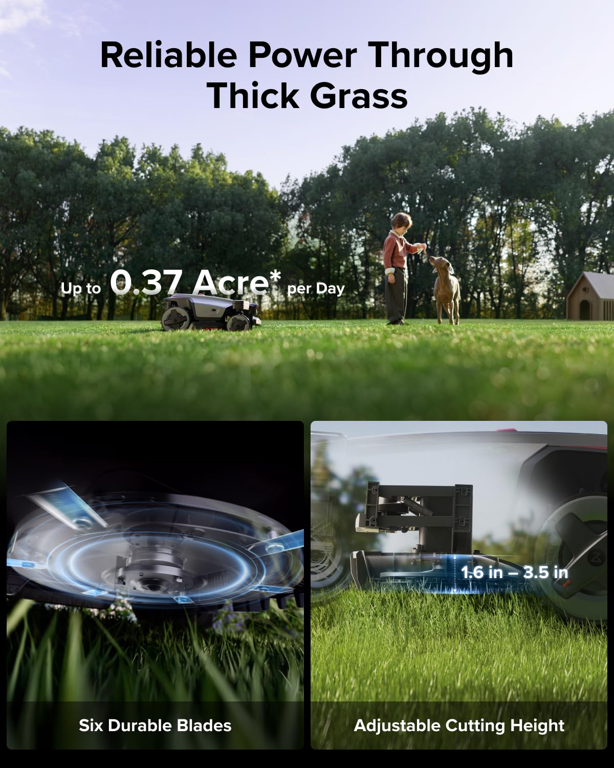 roborock RockMow X115H Robot Lawn Mower, Wire-Free 4WD Robot Lawn Mower with Full-Band RTK + Quad-Vision Navigation, Auto Mapping, Multi-Sensor AI Obstacle Avoidance, 80% Slope, Covers Up to 0.37 Acre