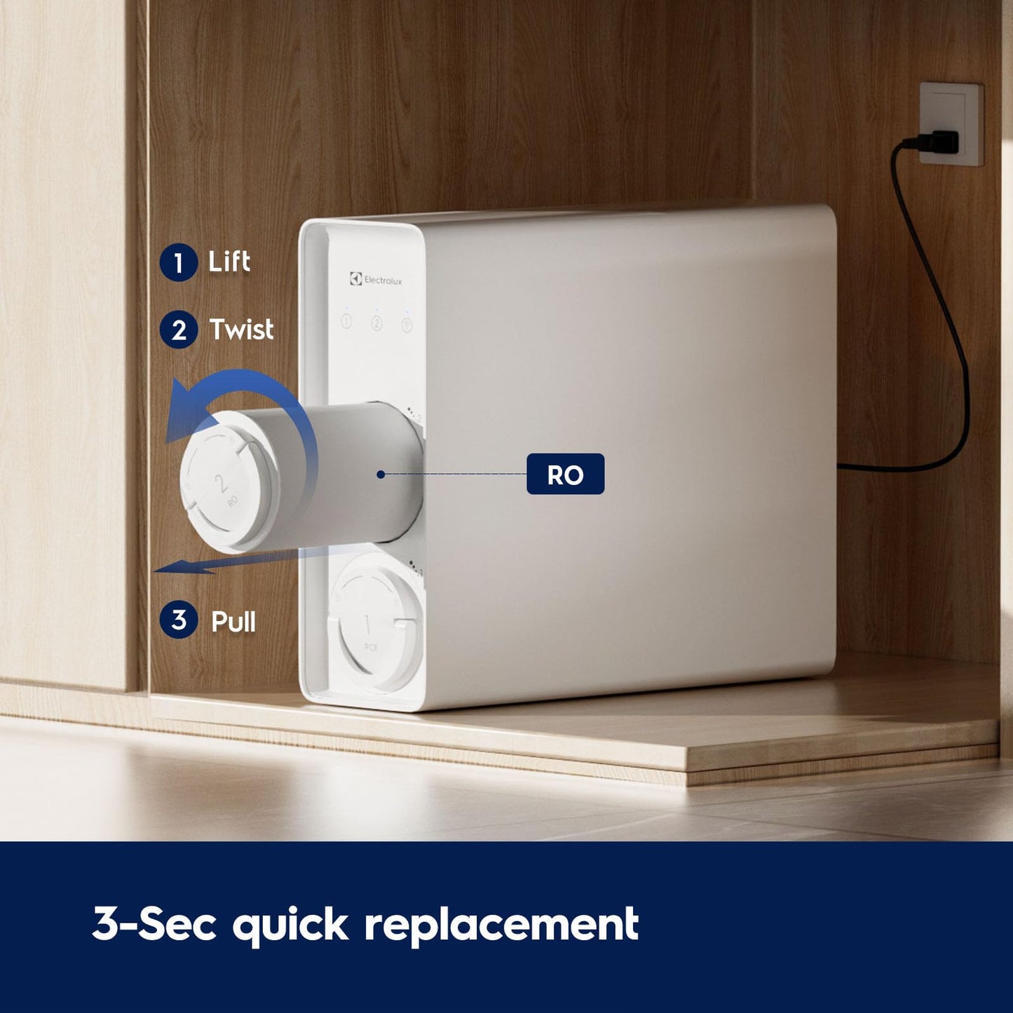 Electrolux PureEssence Series 1000GPD RO Replacement Filter – 0.0001μm Reverse Osmosis Water Filter for Under-Sink Tankless System, Quick-Change Twist-Lock, High-Flow, Up to 36 Months