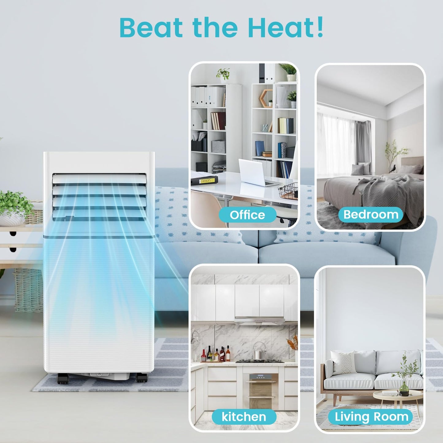 Antarctic Star Portable Air Conditioners 8,000 BTU, Small Portable AC with Cooling, Fan, Dehumidifier Function, 24H Timer, Cooling up to 350 Sq.Ft. Window Kit Panel, 62ºF and 86ºF Temperature Range