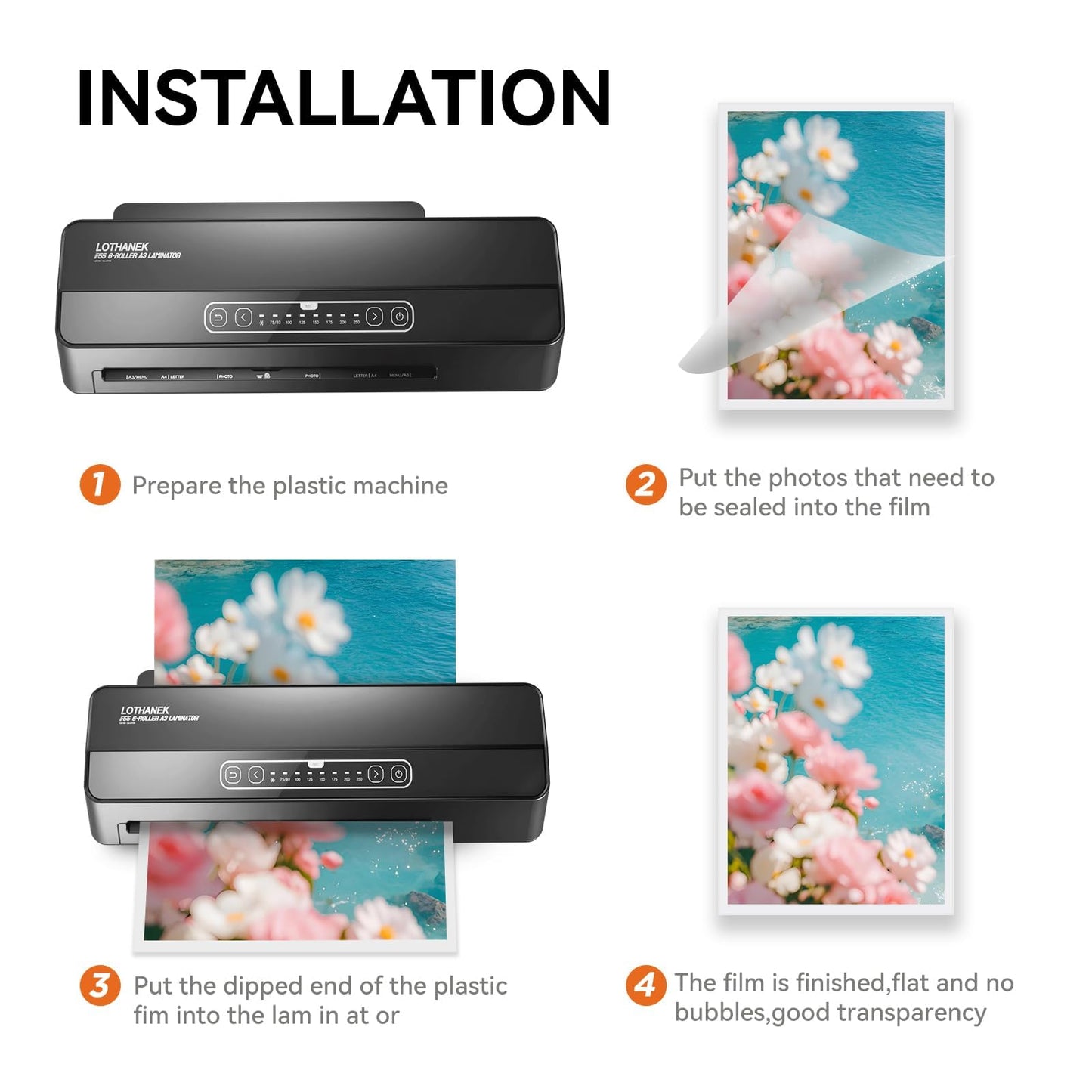 A3 6-Roller Commercial Laminator Machine, LOTHANEK 3-10 Mil 13 inch Heavy Duty Thermal Laminating Machine, 60-Second Warm-up, 40 Inches/Minute, Touch Screen for Home, School Office (Glossy Black)