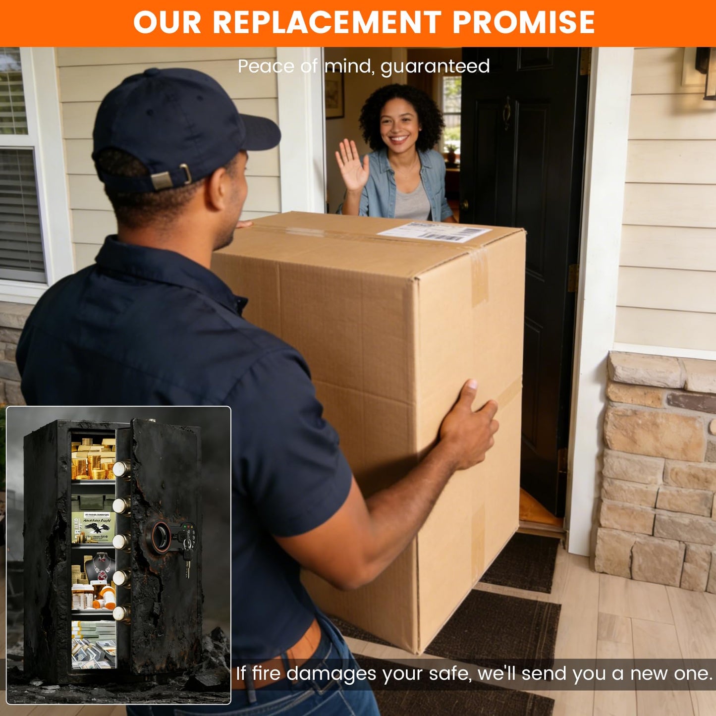 35-Min 1700Β°F Fireproof Safe for Home Documents, 27.6" Tall Large Safe Box for Office Security, 64LBS Heavy-Duty Safe with Alarm System and Sensor LED Light, Fire Safe for Cash