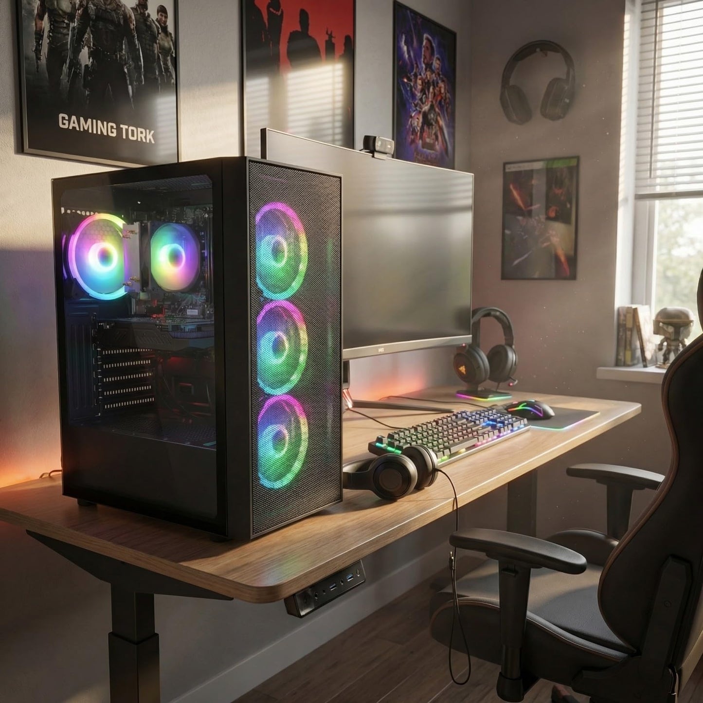 STGAubron Gaming PC Computer Desktop, AMD Ryzen 7 5700G up to 4.6G, GeForce RTX 3050 6G, 16G DDR4, 1T SSD, WiFi 6, BT 5.2, RGB Fan x4, Windows 11 Home
