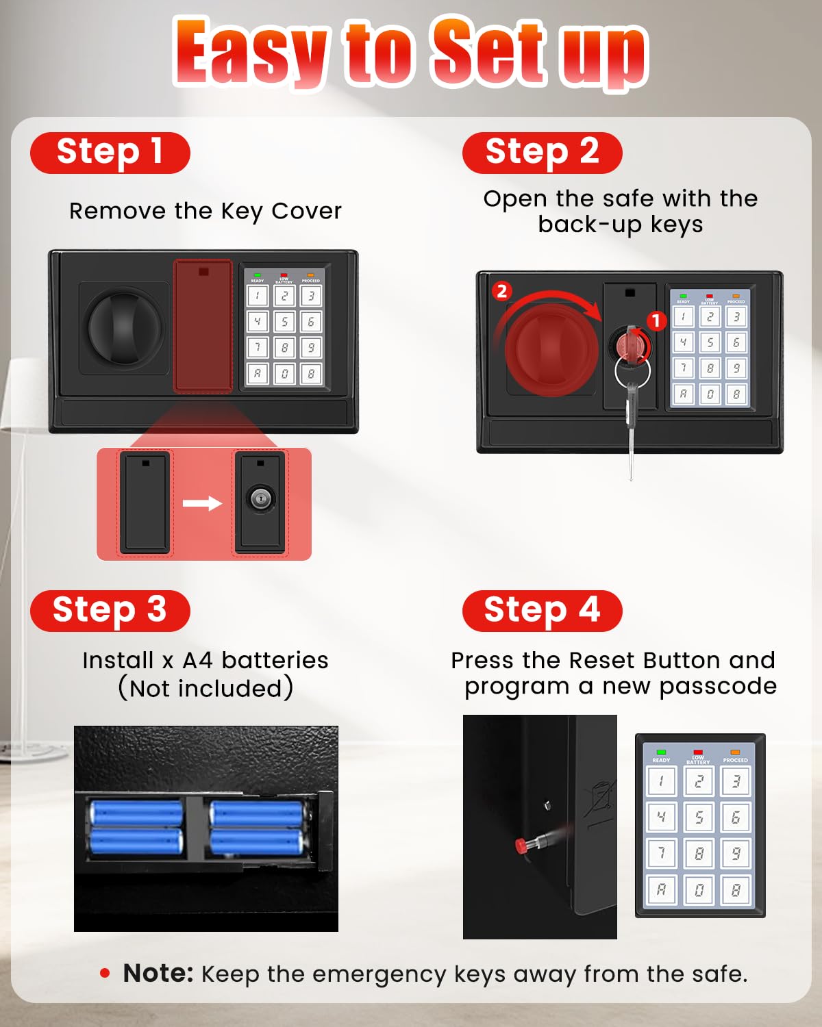 ๐๐ ๐ด๐๐๐ ๐
๐ข๐ซ๐๐ฉ๐ซ๐จ๐จ๐ Safe for Home,7.5 ๐๐ฎ ๐
๐ญ Extra Large Safe Box with Digital Keypad, Heavy Duty Fire Resistant Safe for Documents, Cash, Jewelry & Valuables