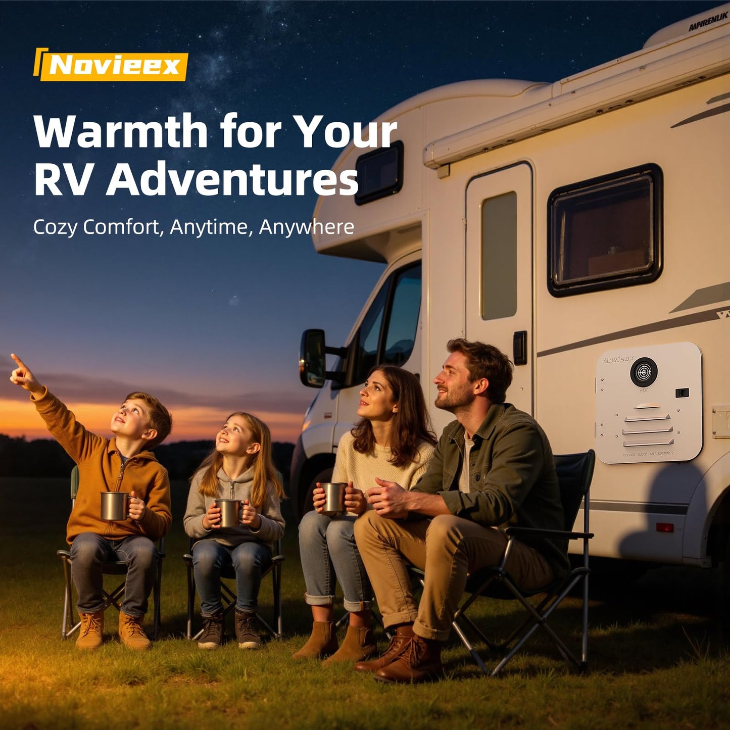 Novieex RV Water Heater, 60,000 BTU On-Demand Instant Tankless Hot Water Heater, 15"×15" White Door, 12V DC LPG Propane with Constant Temp & Anti-Freezing, CSA Certified for Camper Travel Trailer