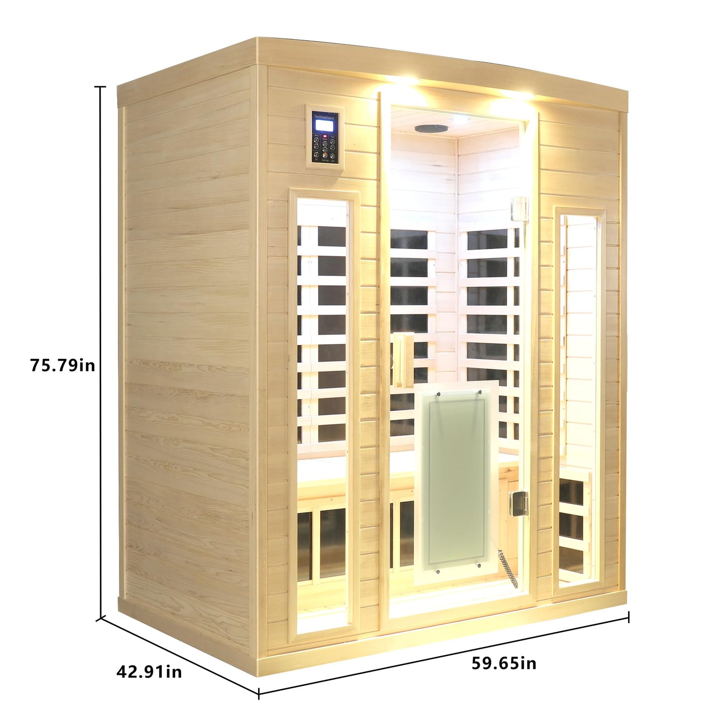 SAUNA DOCTOR 3-Person Far Infrared Indoor Sauna, Low EMF with 9 Heating Panels, Canadian Hemlock Wood, Glass Door with Integrated Heater, 120V