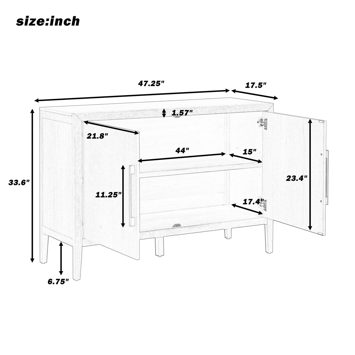 Merax Modern Rustic Wood Buffet Sideboard with Storage Shelf