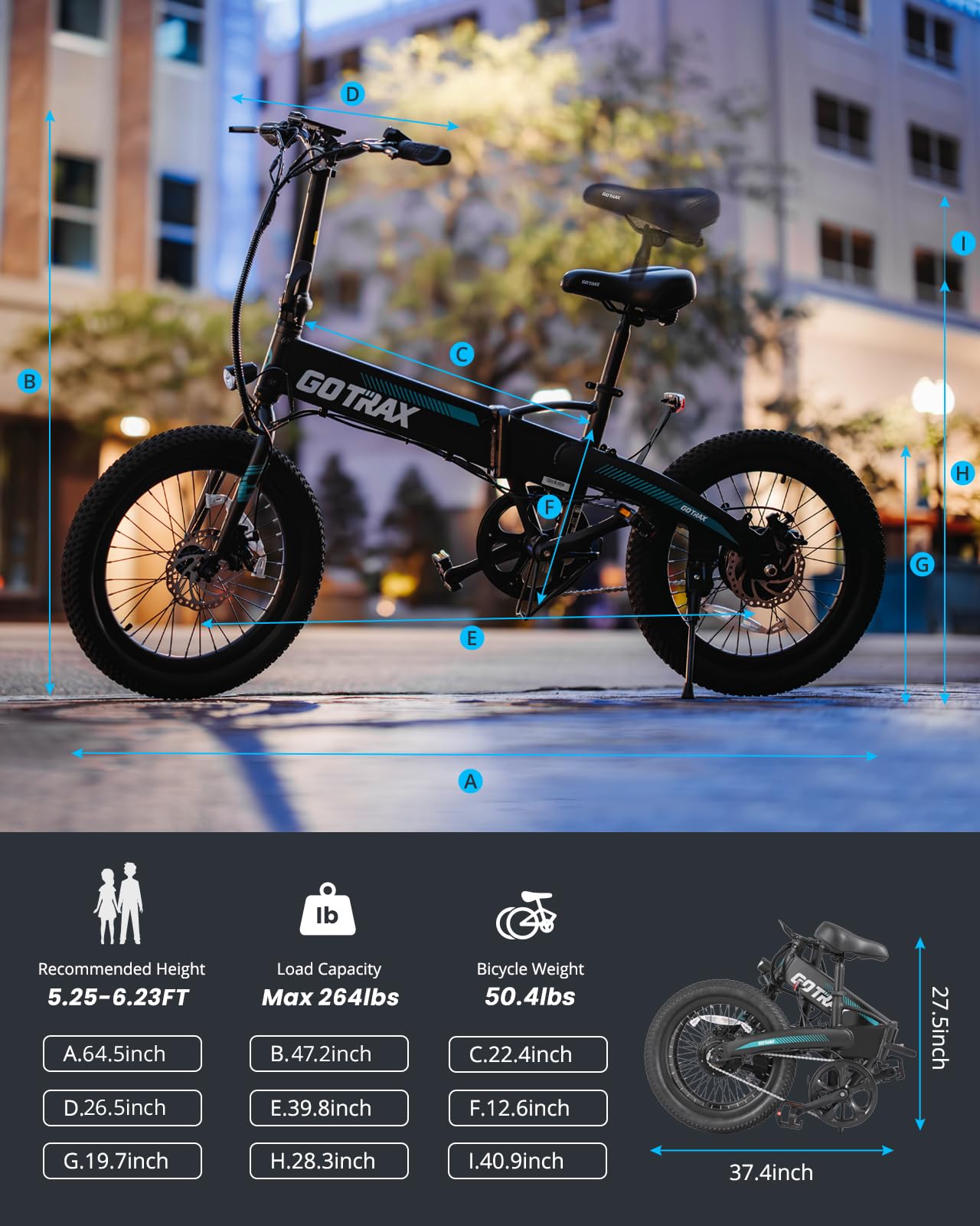 Gotrax R1 20" Folding Electric Bike with 40 Miles (Pedal-assist1) by 48V Battery, 20Mph Power by 350W, Weighs Only 45lbs, LCD Display & 5 Pedal-Assist Levels, Suitable for Leisure Riding&Commuting WHI