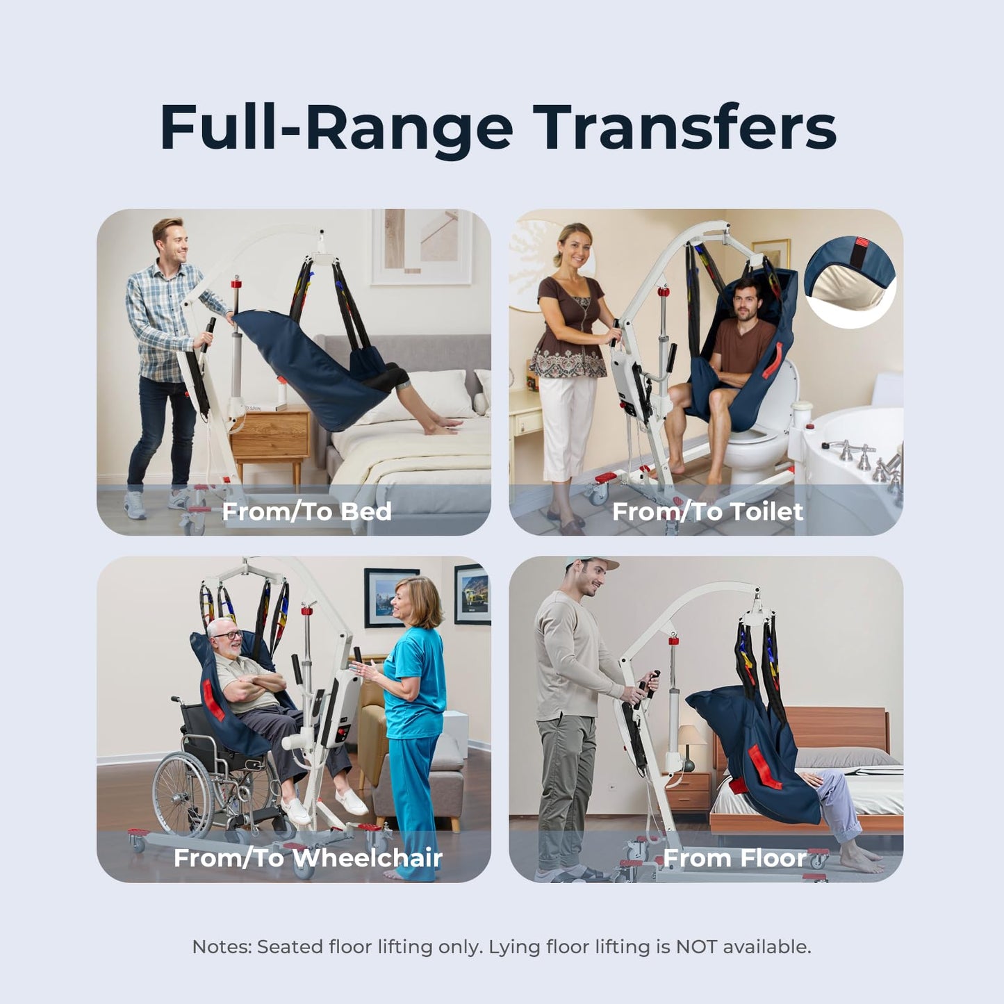 Kindtobest Electric Patient Lift for Home Use, Unfoldable Cordless Rechargeable Transfer Lift Device with Sling, 400 lbs Weight Capacity, Mobility Aid for Seniors, Disabled Individuals