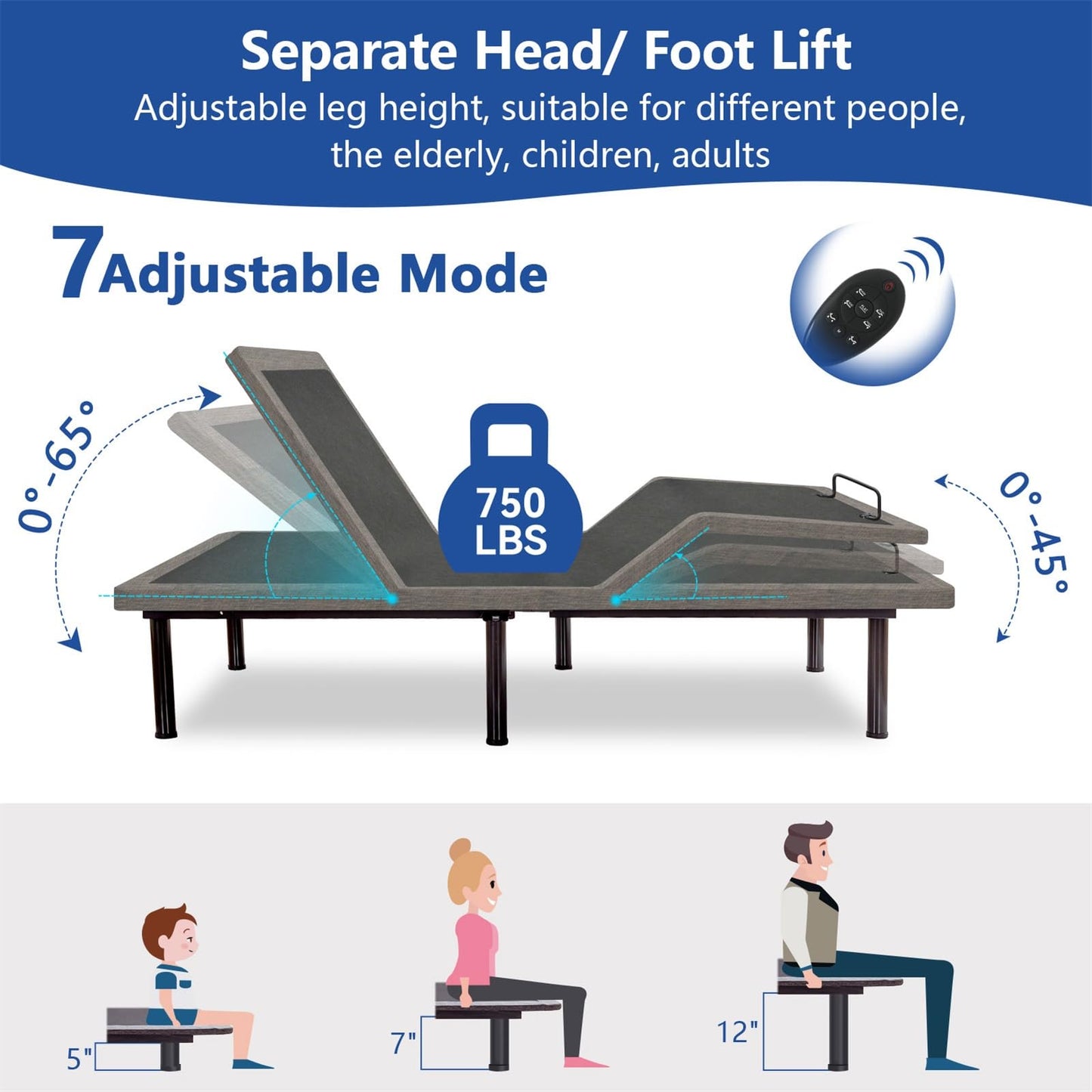 Queen Size Adjustable Bed Frame, Updated Adjustable Beds with Thickened Frame, Wireless Remote, Voice control, Separate Head/Foot Lift, Sturdy Metal, 0 Gravity/Anti-Snore, Smart Electric Bed Base