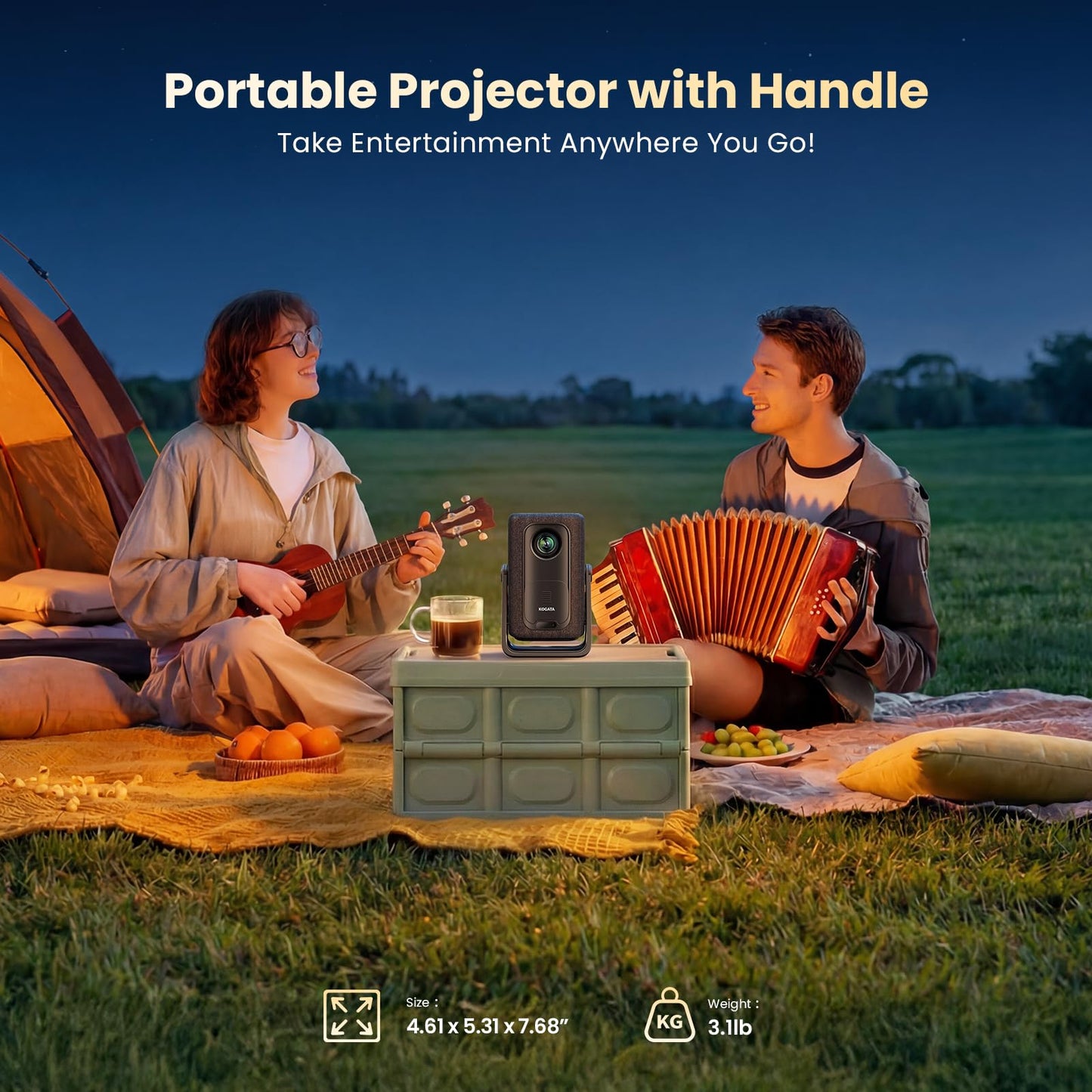 Short Throw Projector 4K Compatible with Netflix,1200ANSI Ceiling Projector Portable for Bedroom/Outdoor Auto focus 6D Keystone Dolby Smart Home Projector with WiFi and Bluetooth 200''