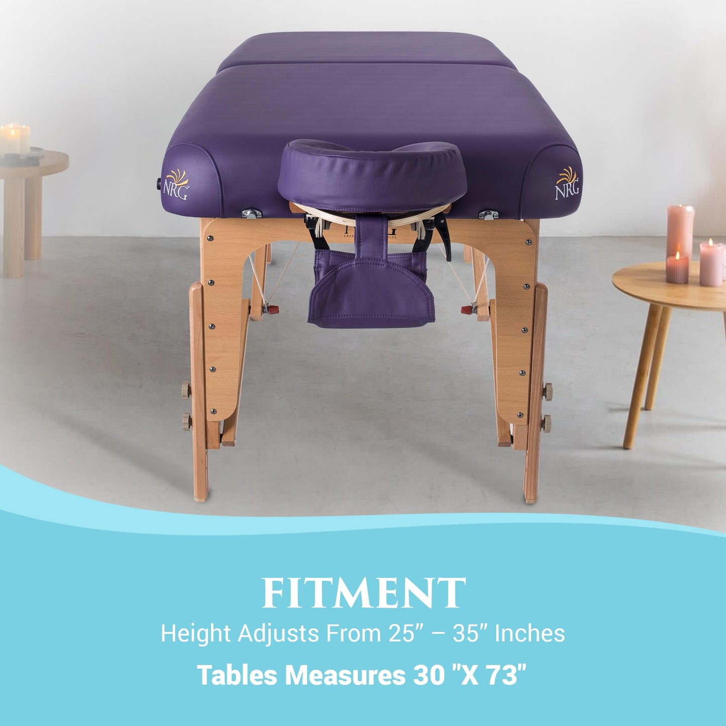NRG Vedalux Portable Massage Table Package | Purple | Folding Lightweight Massage Bed | Professional Spa Table with Face Cradle, Hanging Armrest & Carrying Case