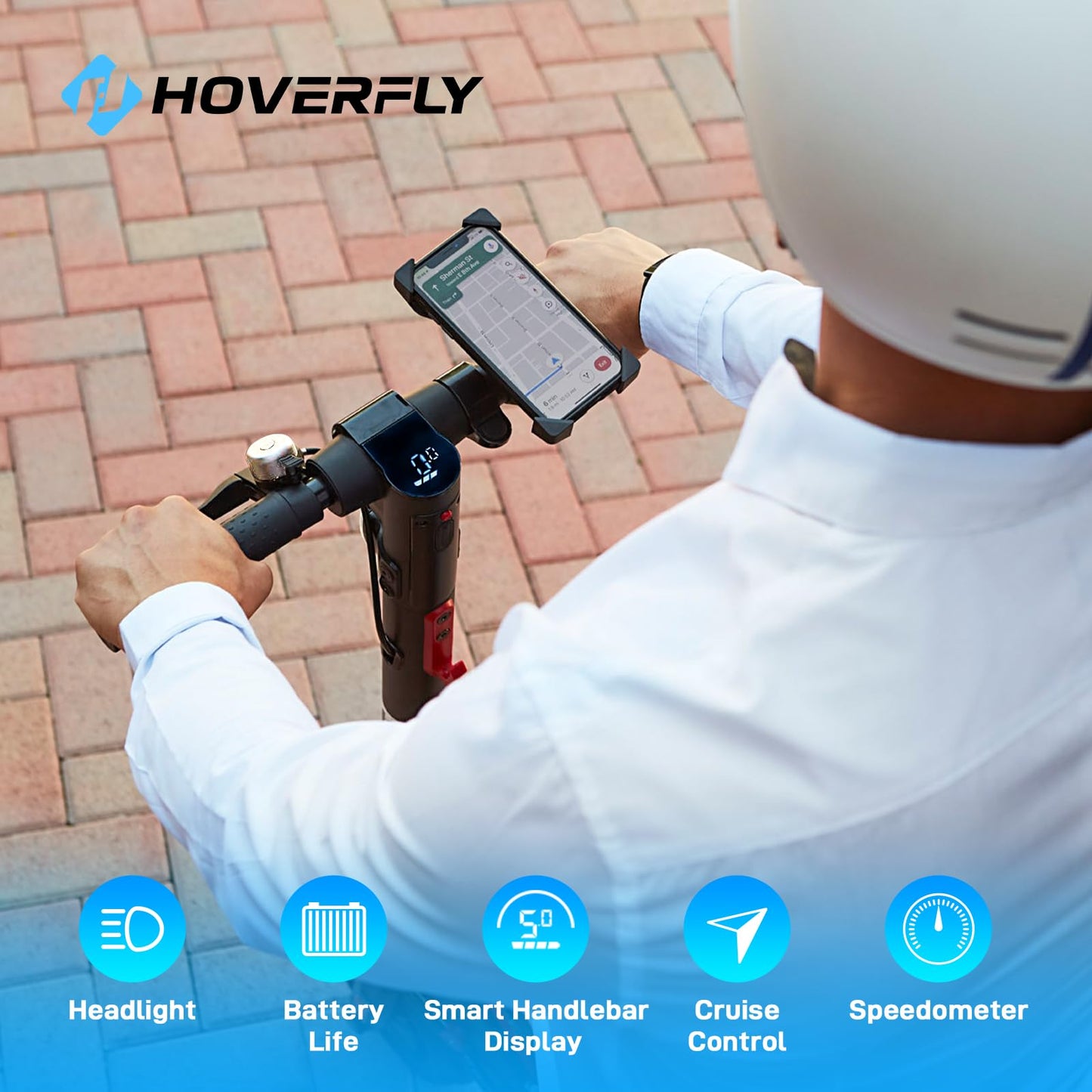 Hoverfly GXL MAX Electric Scooter for Adults, Anti-Flat 10'' Tire,Max 18 Mile Range, 15.5Mph Top Speed Powered by 300W Motor,Foldable Commuting EScooter with EABS Disc Brake Big LED Digital Display