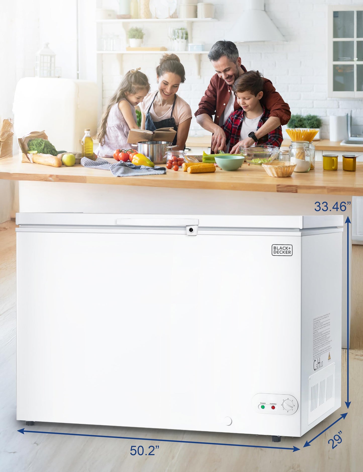 BLACK+DECKER 13 Cu. Ft. Chest Freezer, Deep Freezer with Top Opening, Freezer Chest with Removable Storage Basket, Mechanical Temperature Control, Manual Defrost, R600a Refrigerant,BCF1300E,White