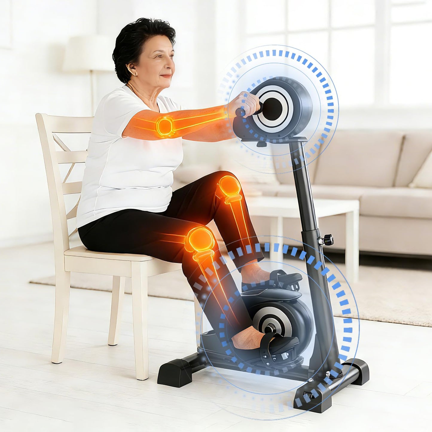 RECOVIONMotorized Arm and Leg Exercise Bike, Electric Pedal Exerciser with LCD Touchscreen, Dual Motor Upper & Lower Limb Trainer, Adjustable Height for Seniors Home Exercise