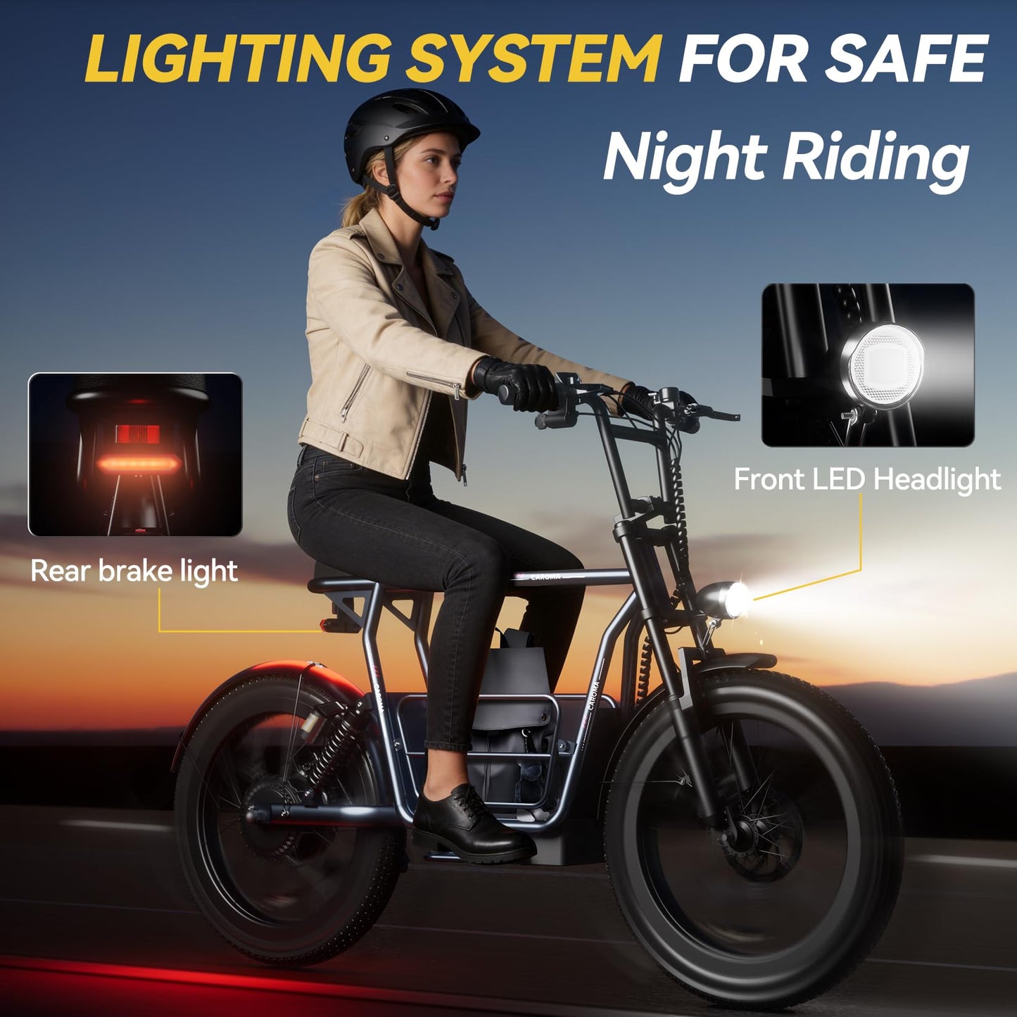 Caroma Electric Scooter for Adults with Seat Peak 1000W, 20" All-Terrain Fat Tire Electric Bike,Dual Shock Absorbing, 25 Miles & 20MPH Top Speed E-Scooter with Basket for Pet&Cargo,Gray