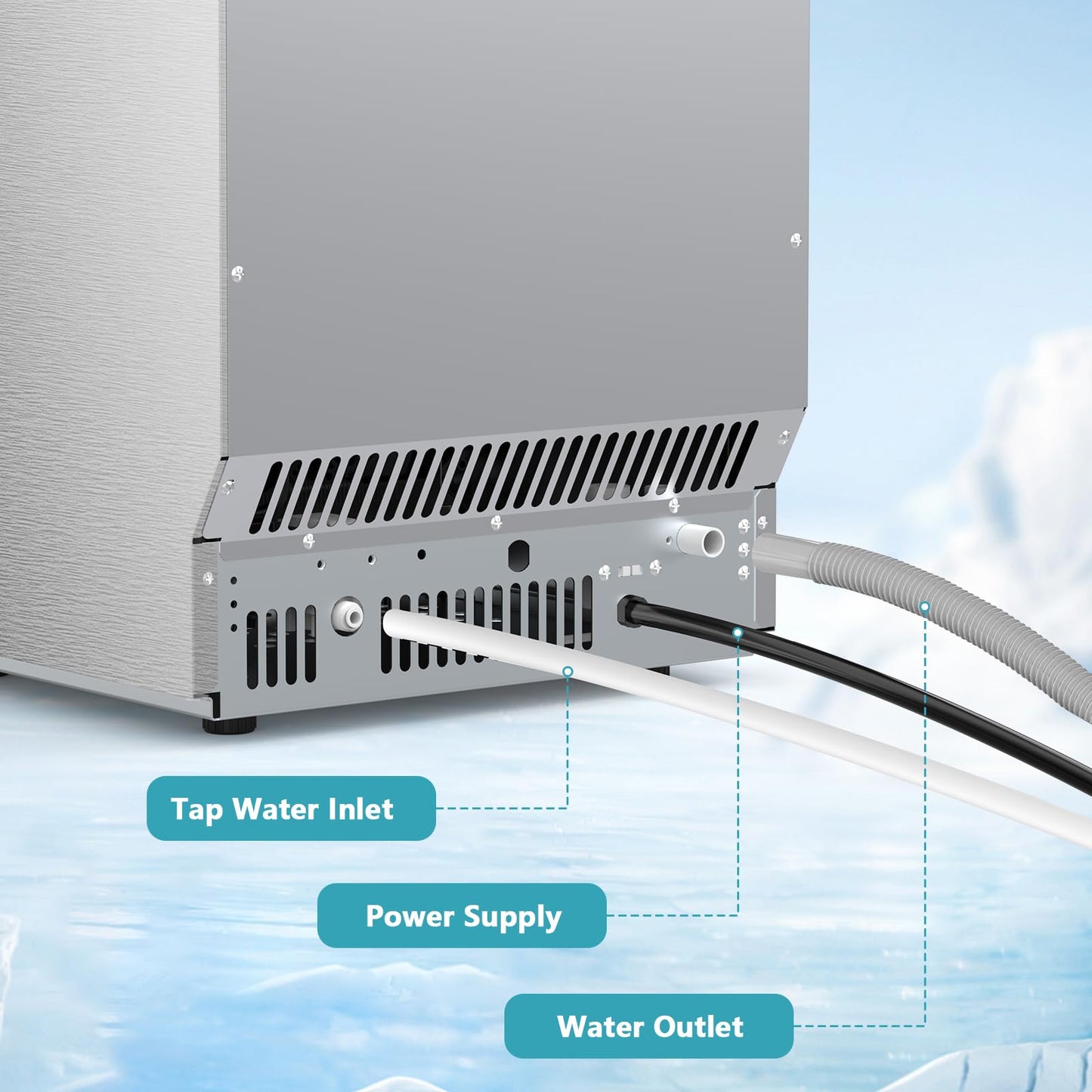 Commercial Ice Maker Machine, 80Lbs/24H Under Counter Ice Maker, Freestanding with Ice Thickness Control & Stainless Steel, 36 Cubes in 15 Mins, 28Lbs Storage Capacity, for Home, Bar, Cafe, Offices