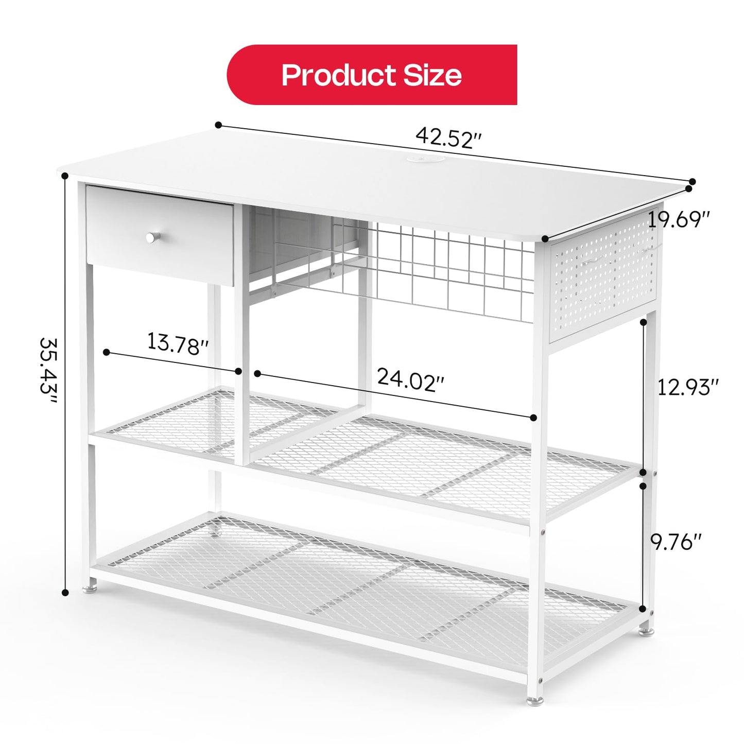 Crafit Extra Large Heat Press Table, Heat Press Stand Desk Cart with Vinyl Storage, Multi-Purpose Heavy Duty Metal Workbench for DIY Sublimation, T-Shirts Caps Mug & Tumbler Heat Transfer Projects