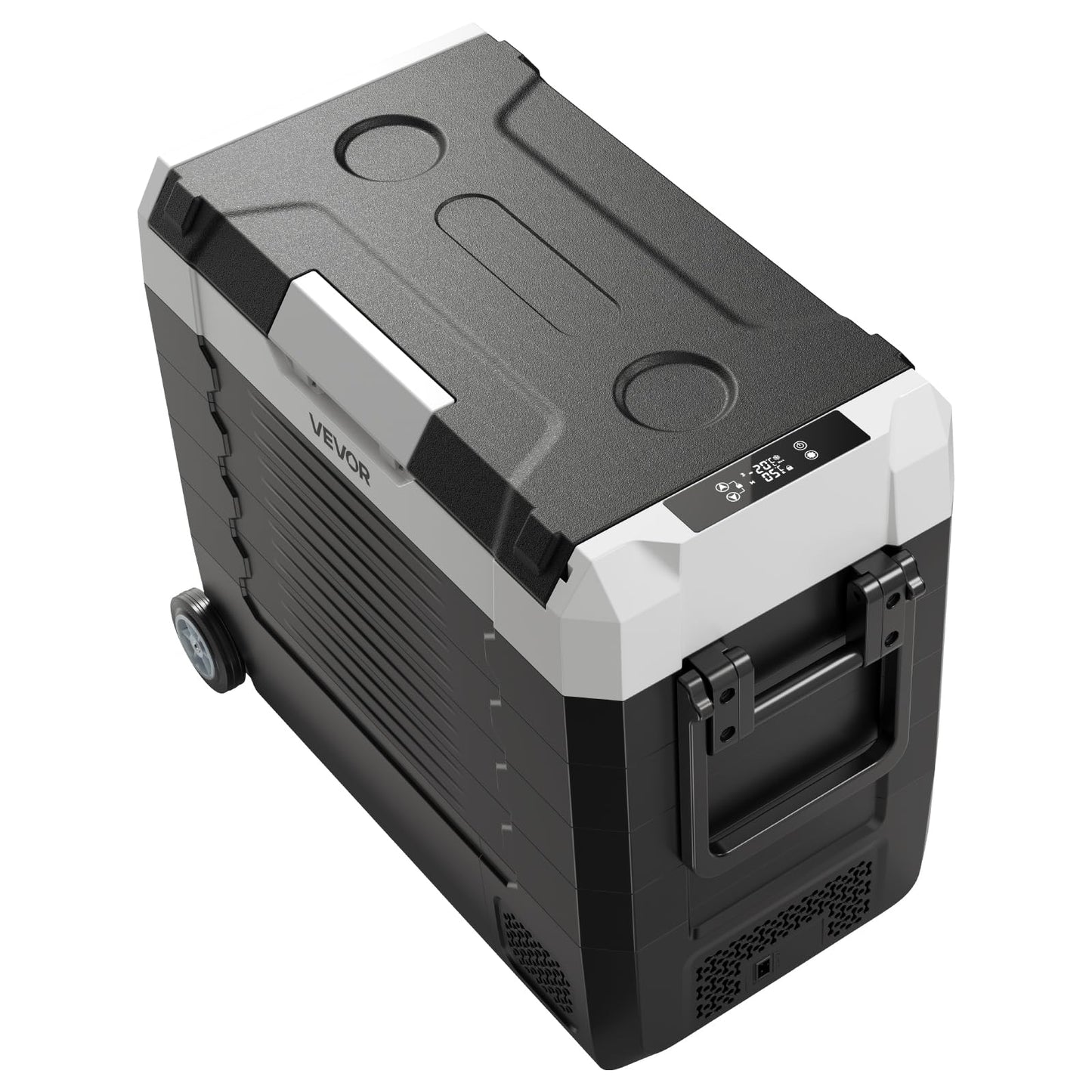 VEVOR Car Refrigerator, DC 12/24V AC100-240V Compressor Electric Cooler, -4°F to 68°F Truck Refrigerator with APP Control, Wheels & Dual Zone, 58 QT Cars Cooler for RVs, Boats, Camping, Fishing