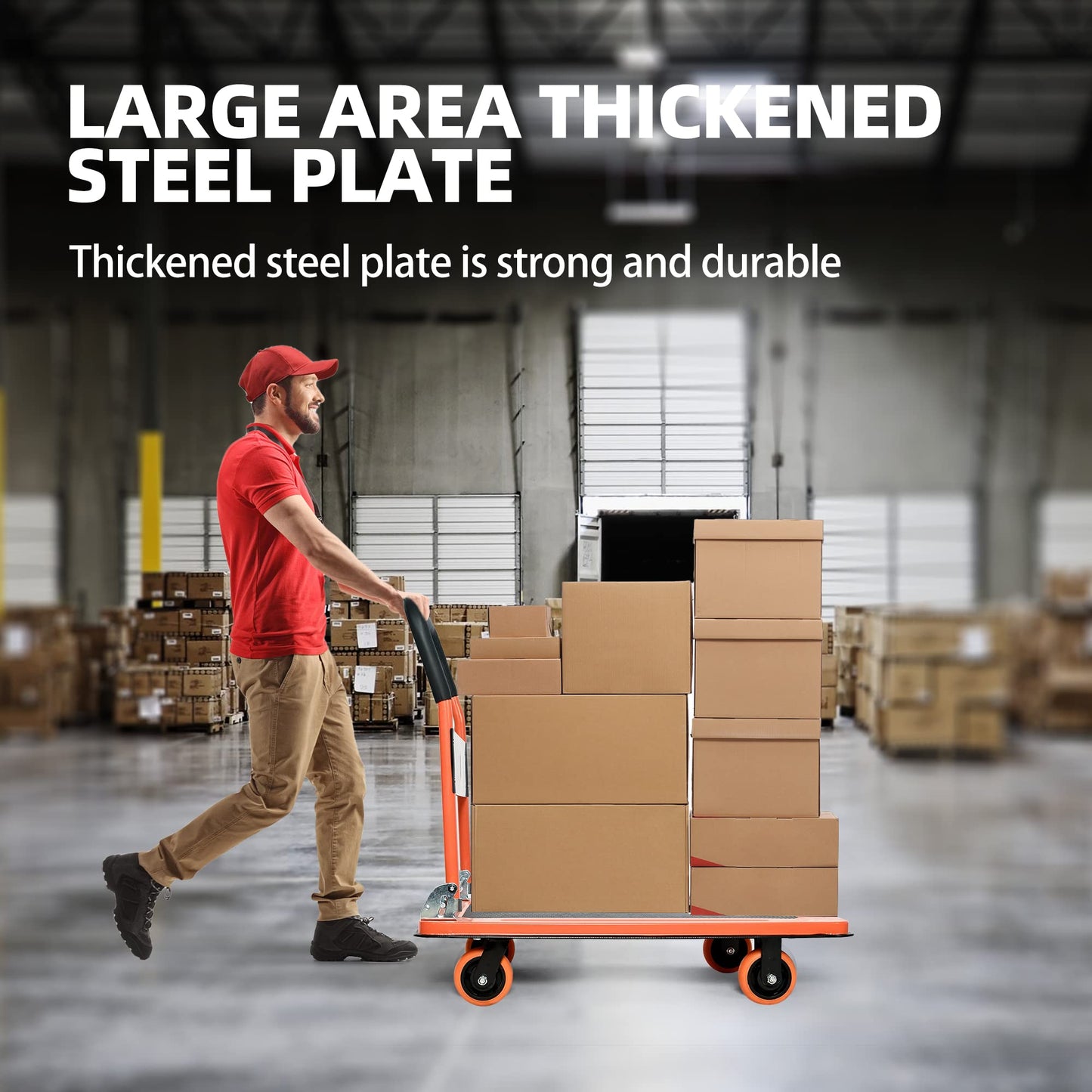 Platform Truck Heavy Duty Cart,1100Lbs Hand Truck Push Cart Dolly with 5'' 360 Degree Swivel Wheels for Loading and Storage 36x24Inch