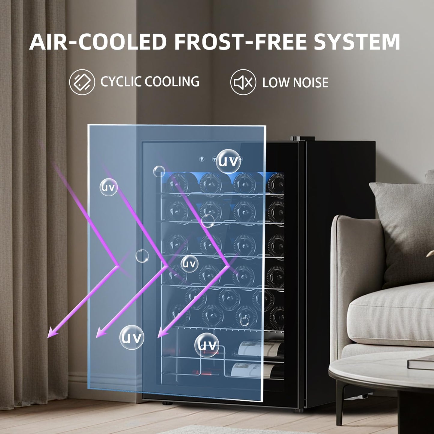 Antarctic Star Wine Fridge, Freestanding Wine Cooler Refrigerator with Adjust Temperature(32°F- 61°F), 4.5 Cu.Ft Mini Fridge for home/bar/office, Black