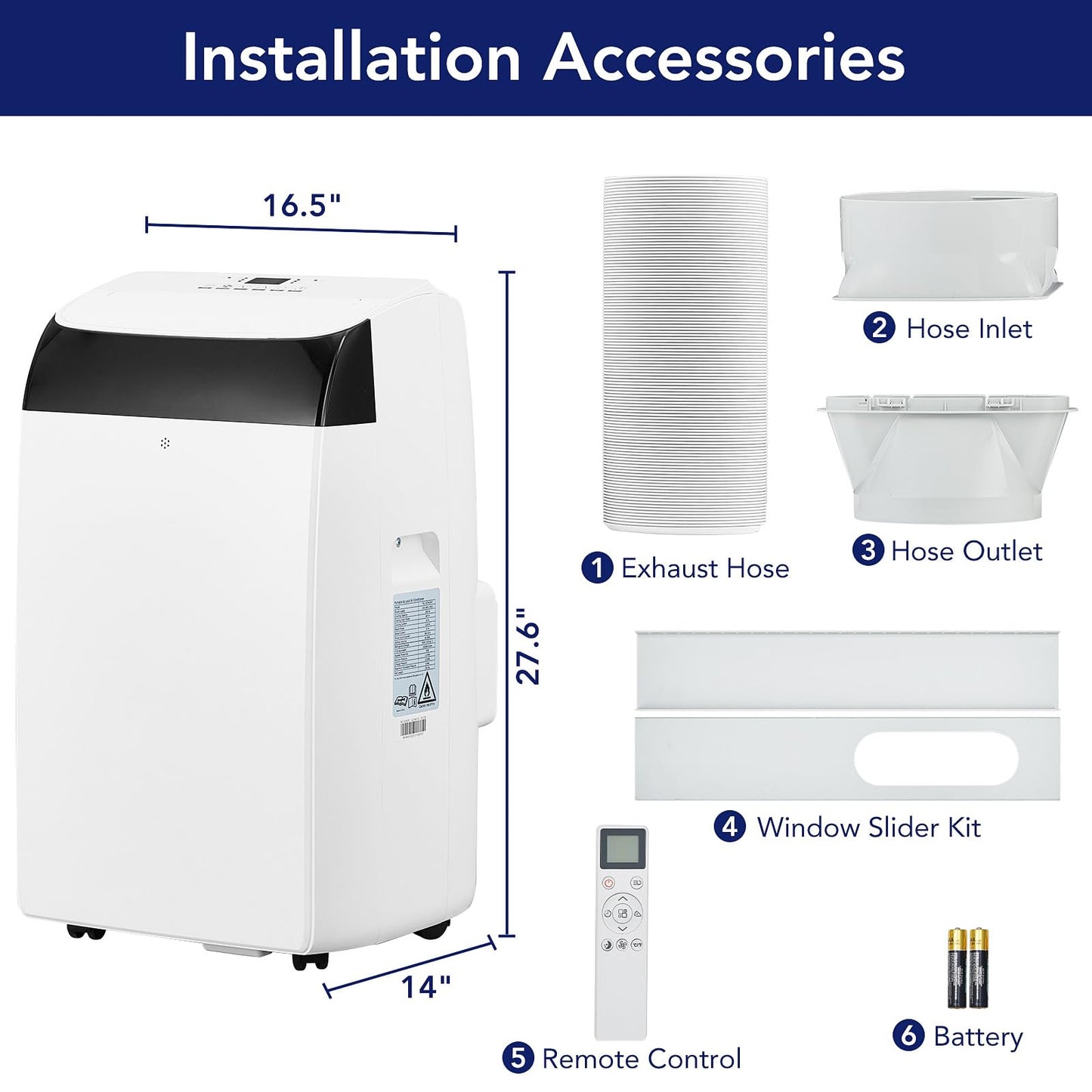 14,000 BTU Portable Air Conditioner Cools up to 750 Sq.Ft, 3-in-1 Quiet Portable AC Unit with Remote Control & Installation Kits for Large Room, 3 Speed, Auto Swing, 24H Timer