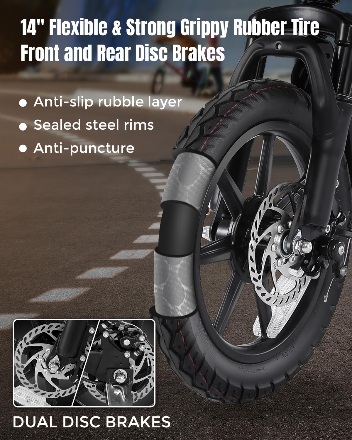 ANCHEER 14" Folding Electric Bike for Teens, 500W Max Motor, 19.8MPH City Ebike, Triple Shock Absorber, 48V 374Wh Battery, Brake Taillight,Cruise Control, Electric Bicycle for Adults, UL2849 Compliant