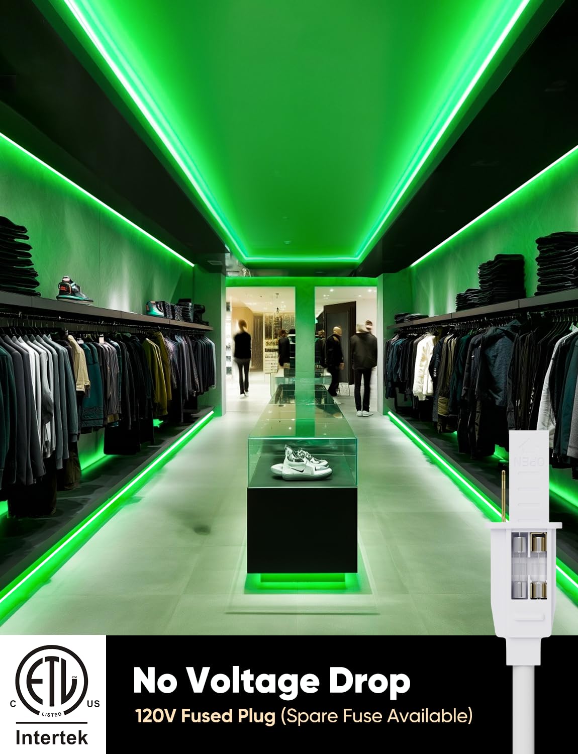 HeliosRibbon 16FT Green LED Neon Rope Lights, Waterproof, Flexible, ETL Listed, Connectable, Model HR-MNEON-GREEN-5M