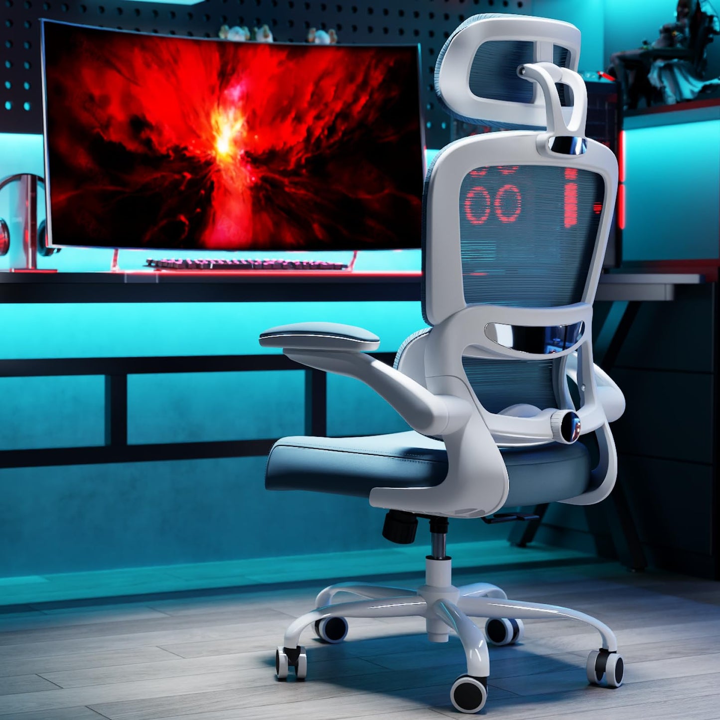 TRALT Office Chair Ergonomic Desk Chair, 330 LBS Home Mesh Office Desk Chairs with Wheels, Comfortable Gaming Chairs (Sky Blue)