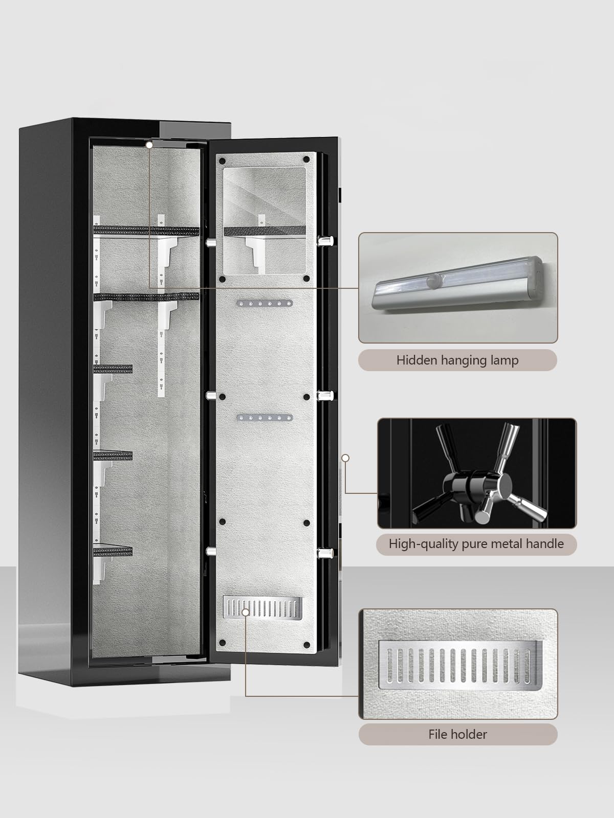 Fireproof Safe with Digital Lock – Heavy-Duty 8.12 cu.ft Large Gun Safe for Home, Office & Business | Secure, Durable & Stylish Design | Waterproof & Burglar-Proof (BLACK)