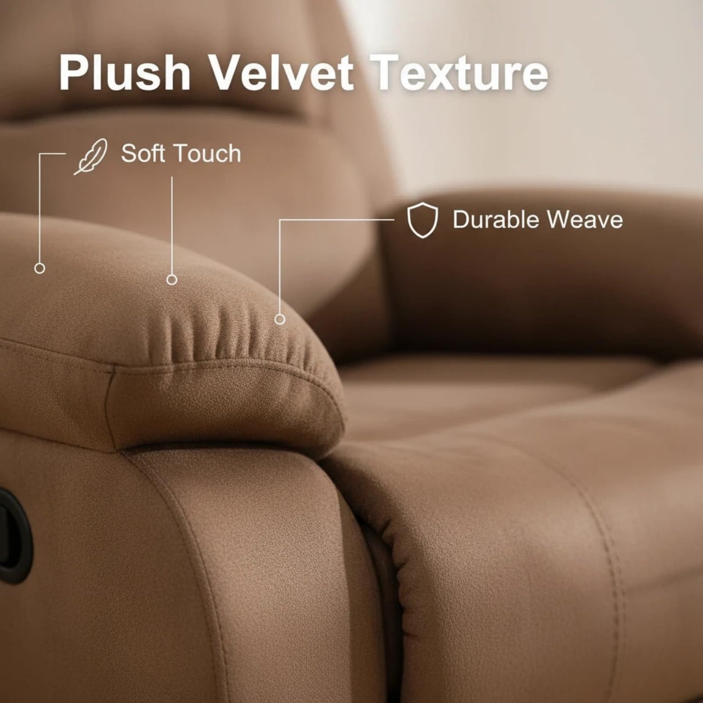 Trygoal Manual Recliner Sofa Set, Pineapple Velvet Reclining Living Room Furniture Set, Adjustable Backrest Reclining Loveseat Sofa and a 3 Seater Couch Furniture Set for Living Room, Brown