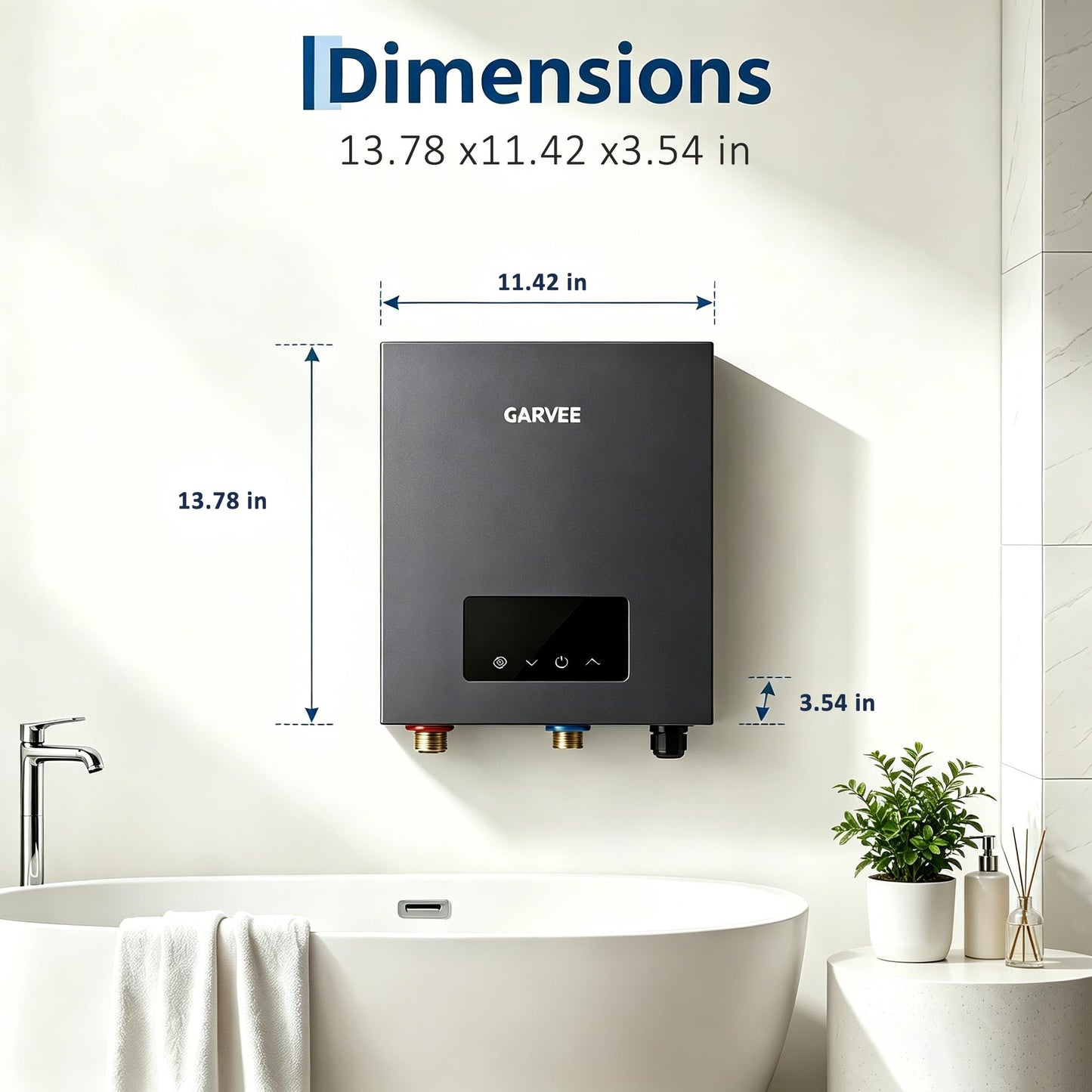 14kW 240V Tankless Water Heater Electric, Instant on-Demand Hot Water Heater with Smart Self-Modulating Technology, Compact Design for Point-of-Use Under Sink, Shower, and Kitchen, Gray