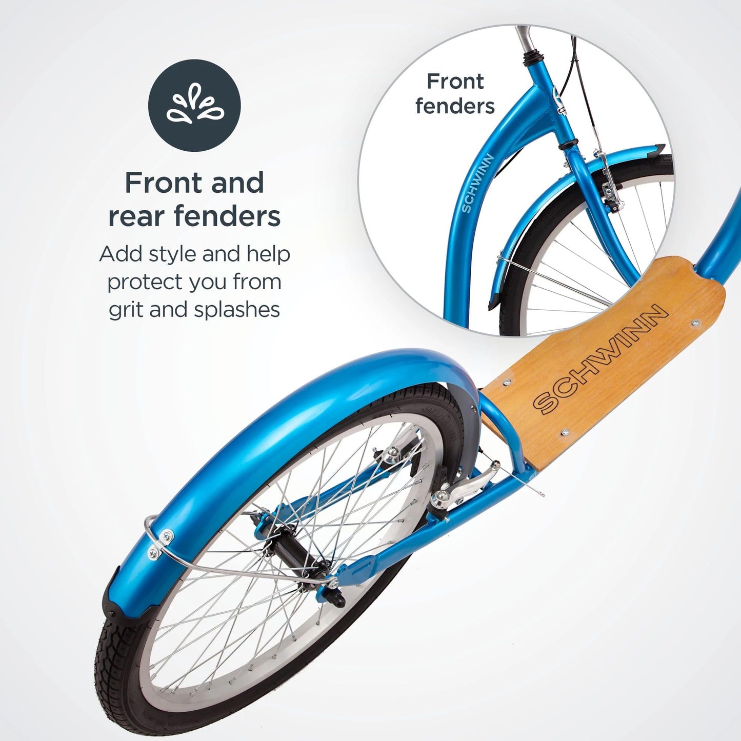 Schwinn Shuffle Deluxe Adult Scooter, 26-Inch Front Wheel, 20-Inch Rear Wheel, Alloy Linear Pull Brakes, Steel Frame, Teal