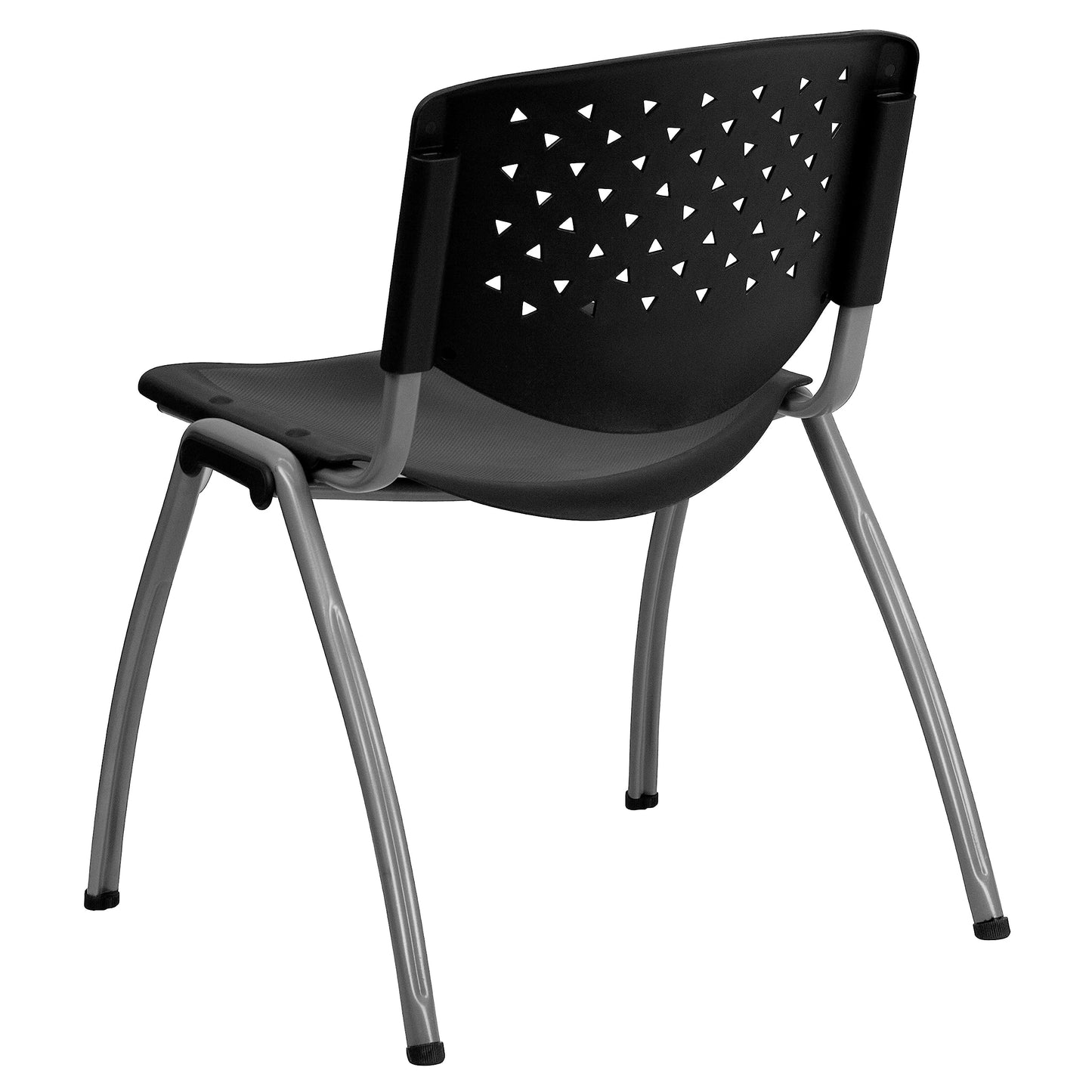 Flash Furniture Hercules Series Plastic Contoured Lobby Chairs with Perforated Backs, Ergonomic Stacking Chairs for Offices, Set of 5, Gray